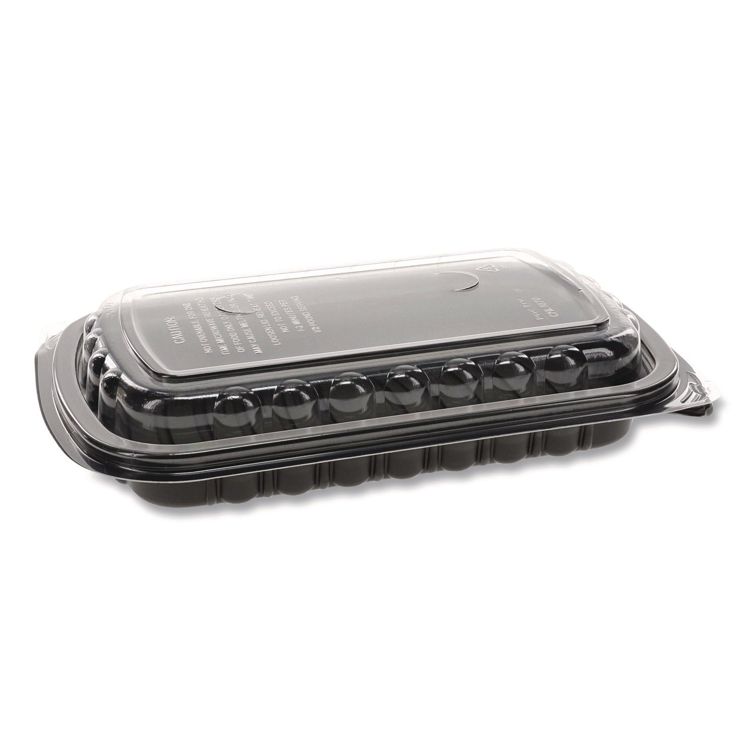 Pactiv Evergreen MealMaster Rib Container, 10 x 7.1 x 2.1, Black/Clear, Plastic, 90/Carton