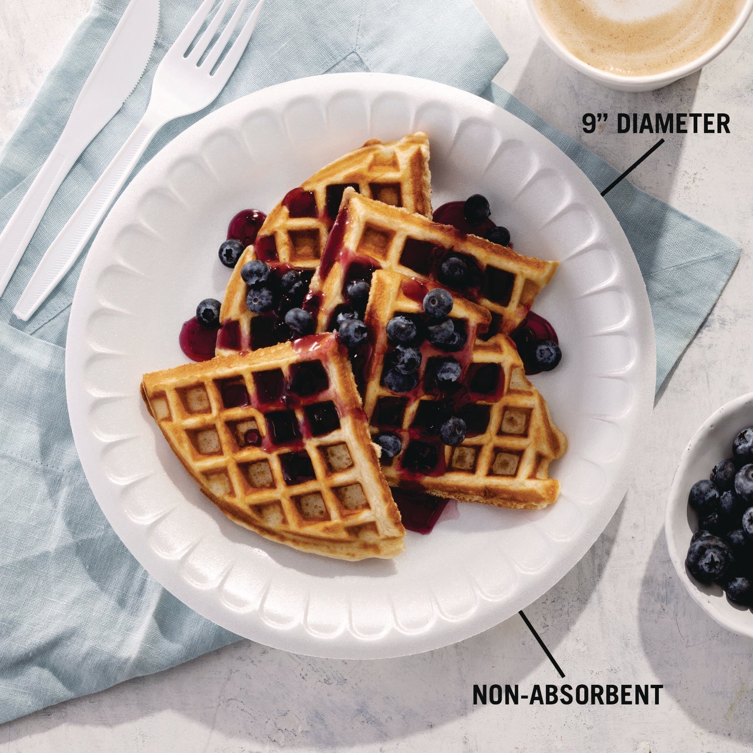 Pactiv Evergreen Placesetter Satin Non-Laminated Foam Dinnerware, Plate, 9" dia, White, 500/Carton