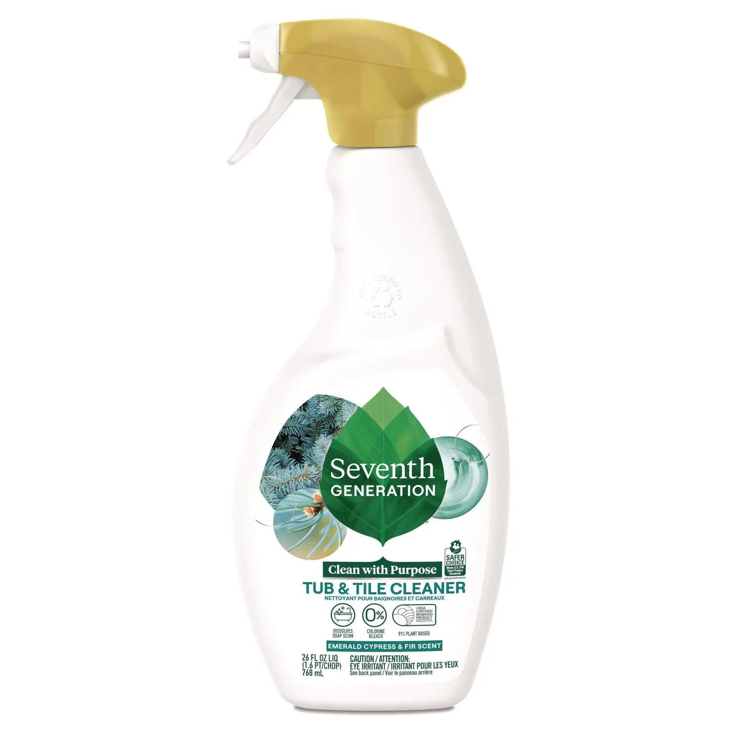 Seventh Generation® Professional Tub and Tile Cleaner, Emerald Cypress and Fir Scent, 26 oz Spray Bottle, 8/Carton
