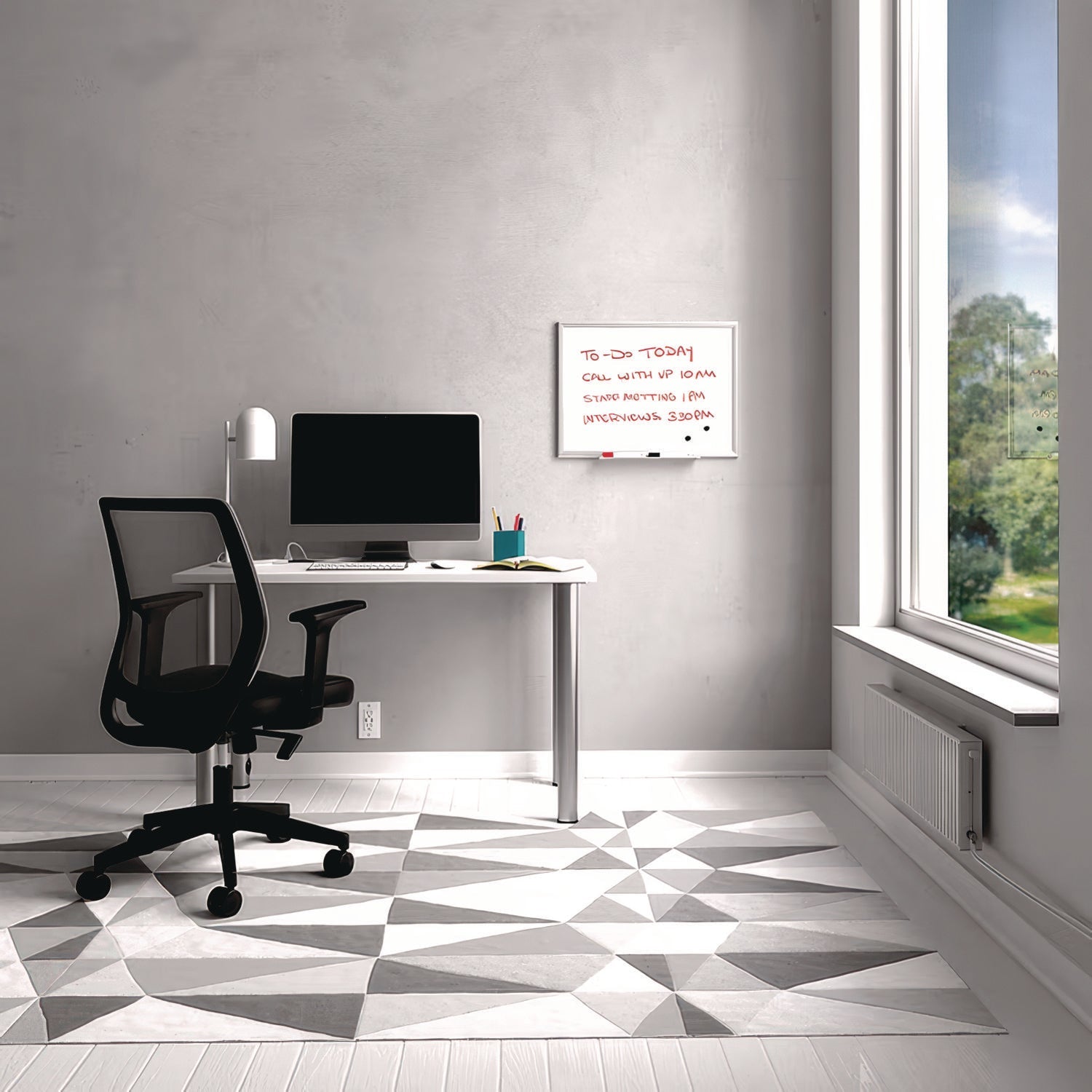 TRU RED™ Magnetic Steel Dry Erase Board, 18" x 24", White Surface, Gray/Natural Aluminum Frame