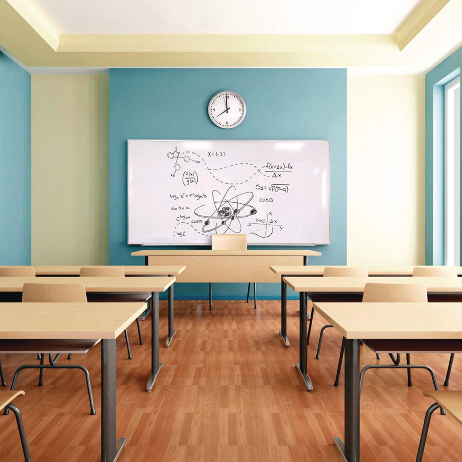 Ghent Non-Magnetic Whiteboard with Aluminum Frame, 87.91" x 48.5", White Surface, Satin Aluminum Frame