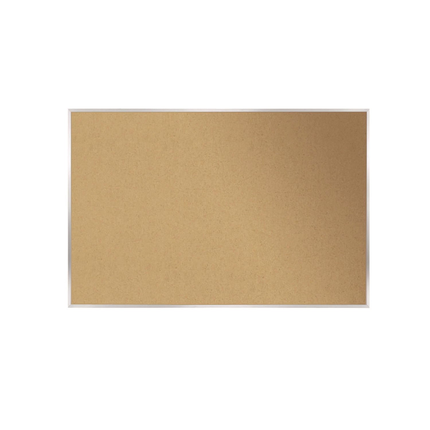 Ghent Natural Cork Bulletin Board with Aluminum Frame, 87.91" x 48.5", Tan Surface, Satin Aluminum Frame