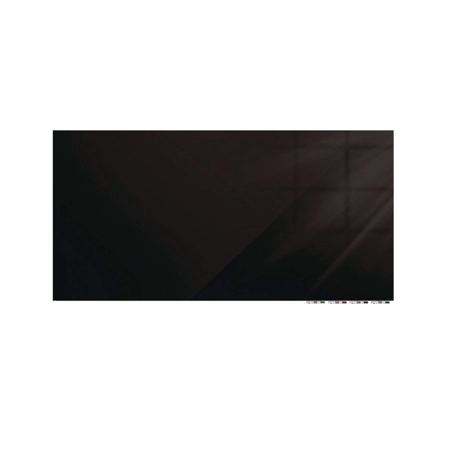 Ghent Aria Low-Profile Frameless Magnetic Glassboard, 36" x 24", Black Surface