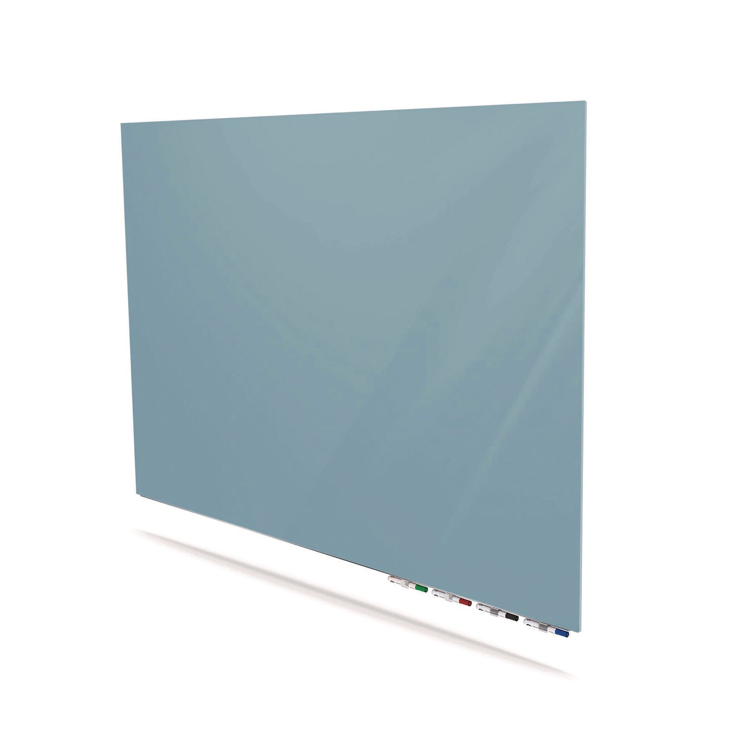 Ghent Aria Low-Profile Frameless Magnetic Glassboard, 60" x 36", Denim Blue Surface