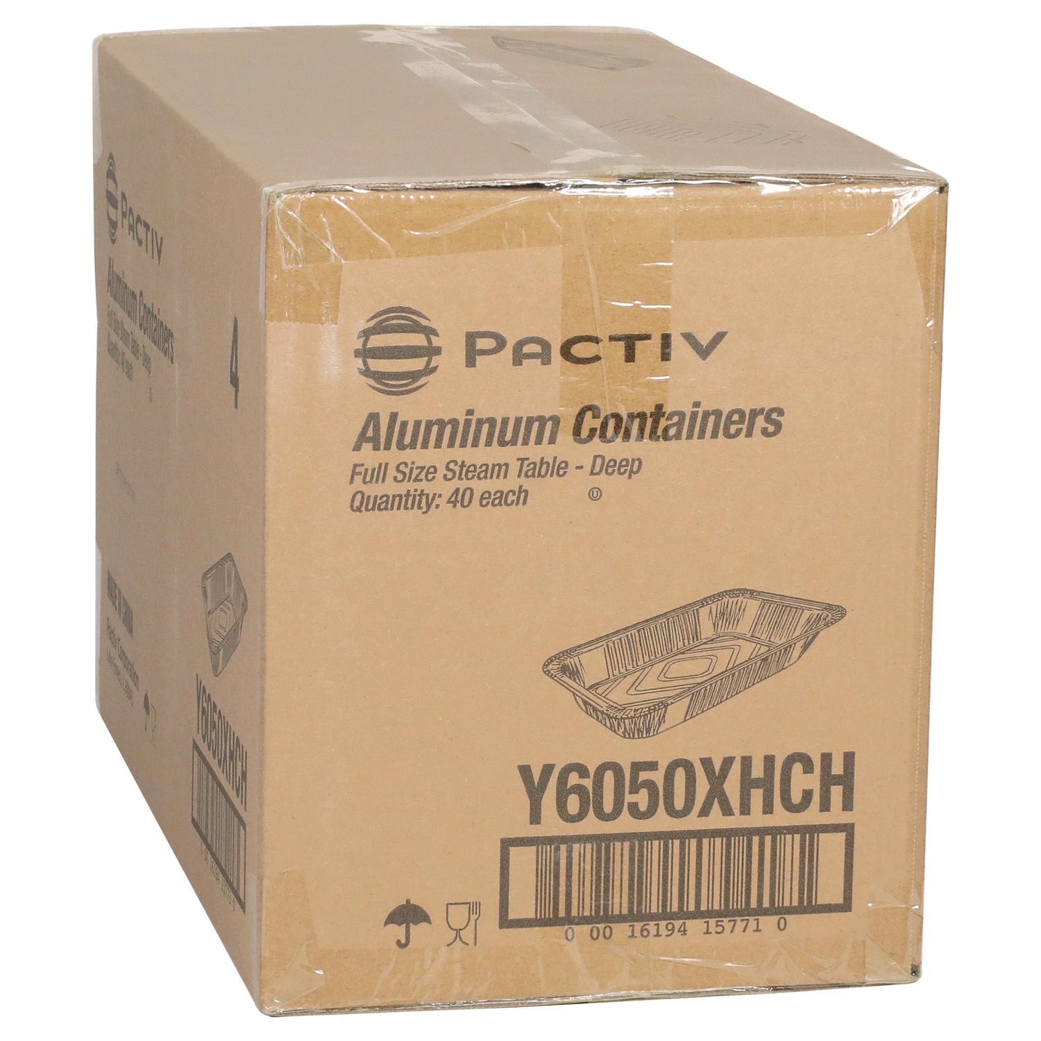 Pactiv Evergreen Aluminum Steam Table Pan, Heavy Duty Deep Full-Size, 3.37" Deep, 19.6 x 11.6, 40/Carton