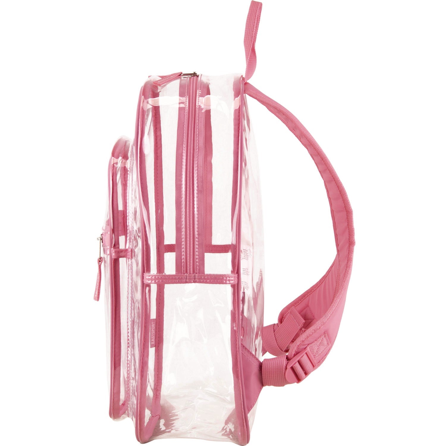 Eastsport® Clear with Color Trim Backpack, 11.5" x 5" x 16.5", Clear/Pink