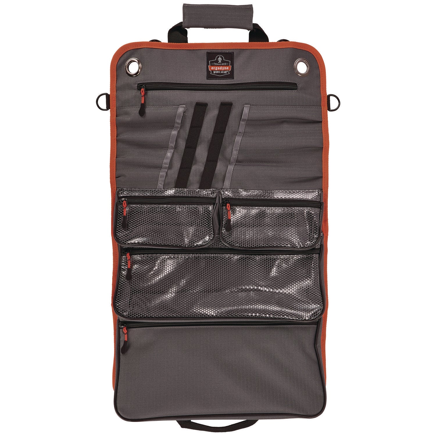 ergodyne® Arsenal 5874 Roll Up Tool Bag with Zipper Pockets, 5 Zippered Pockets, 7 Tool Slots, 1 x 27 x 16, Polyester, Gray - Bloom Skins