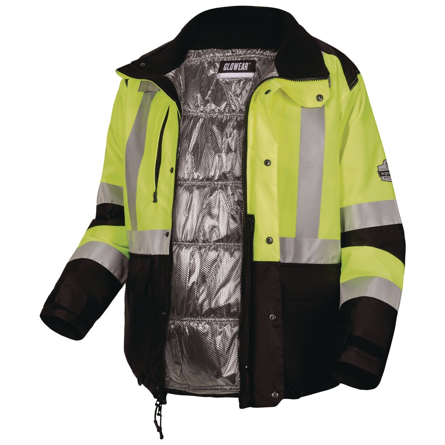 ergodyne® GloWear Class 3 Hi-Vis Winter Jacket with AmpliFIRE Heat Reflective Lining, Small, Lime