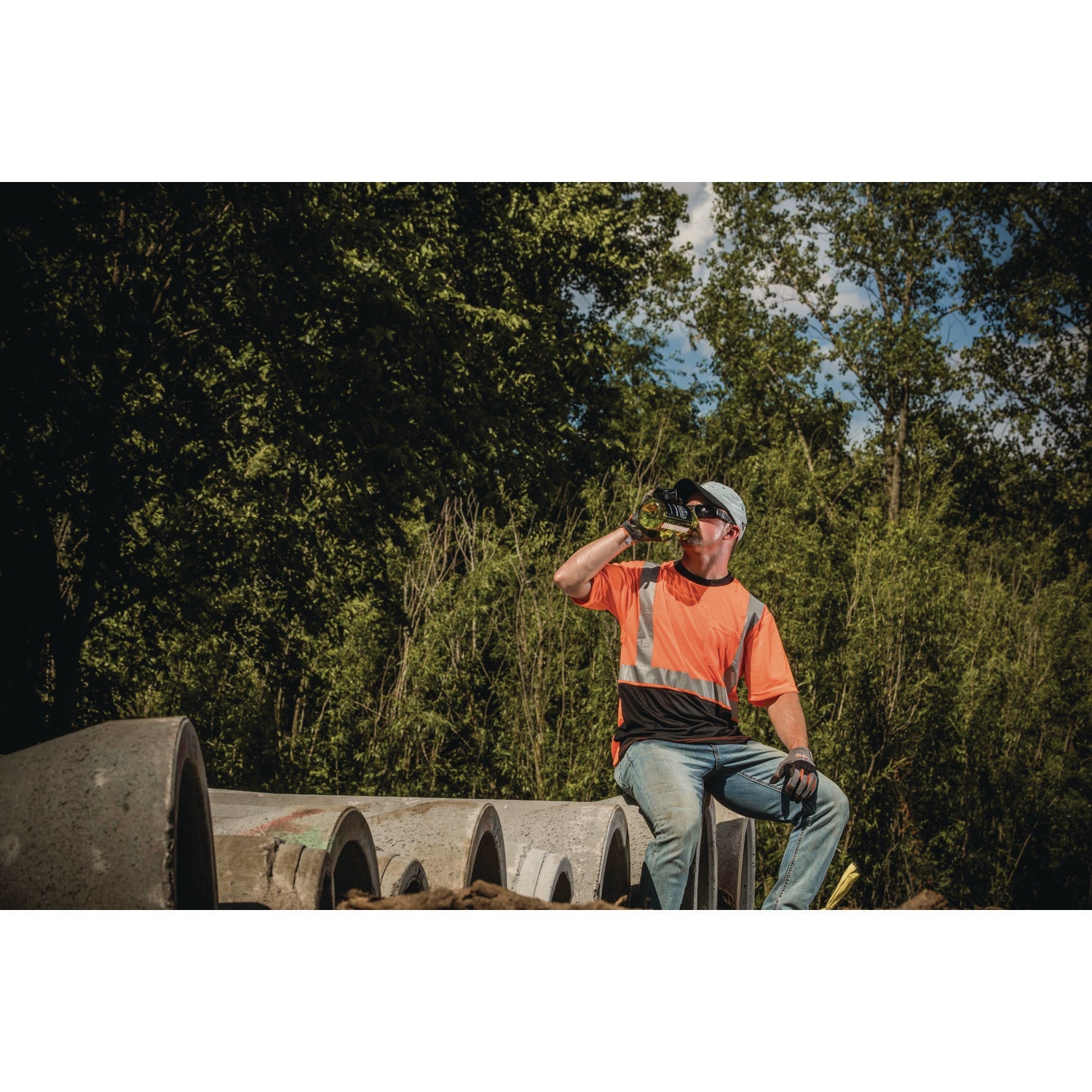 ergodyne® GloWear 8280BK Class 2 Performance T-Shirt with Black Bottom, XX-Small, Orange