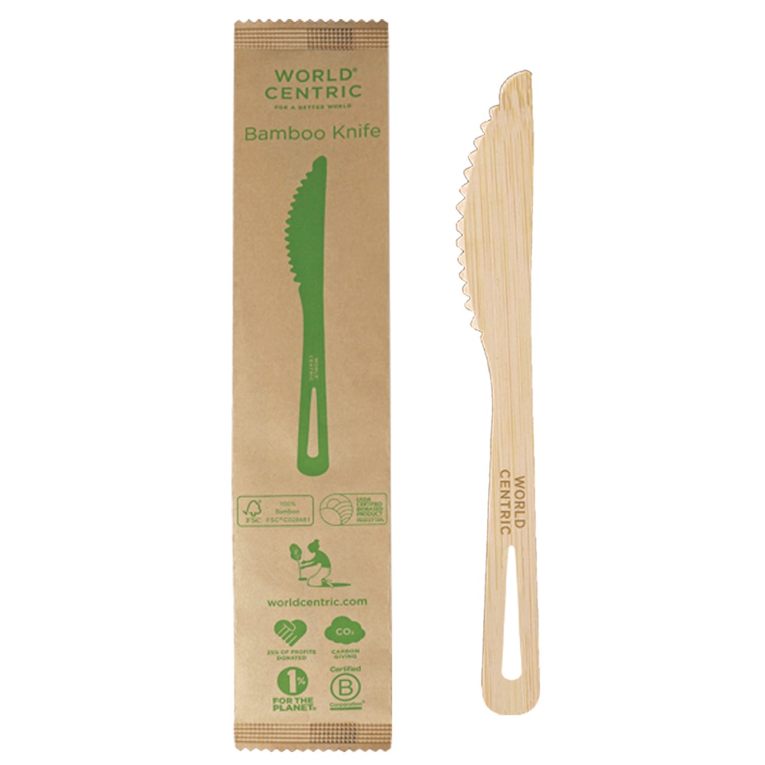 World Centric® Bamboo Cutlery, Knife, Paper, Natural, 750/Carton - Bloom Skins