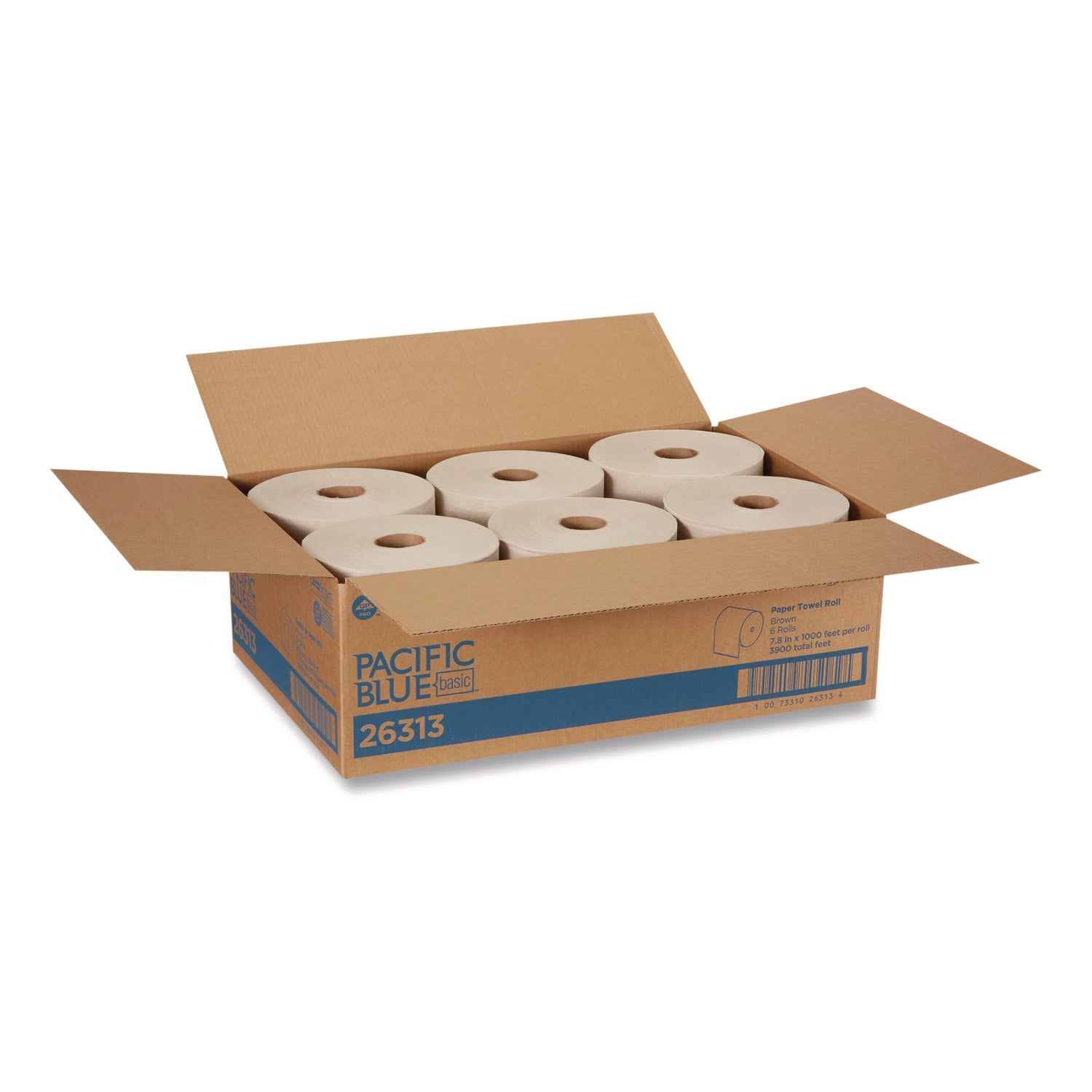 Georgia Pacific® Professional Pacific Blue Basic Recycled Paper Towel Roll, 1-Ply, 7.87 " x 1,000 ft, Brown, 6/Carton