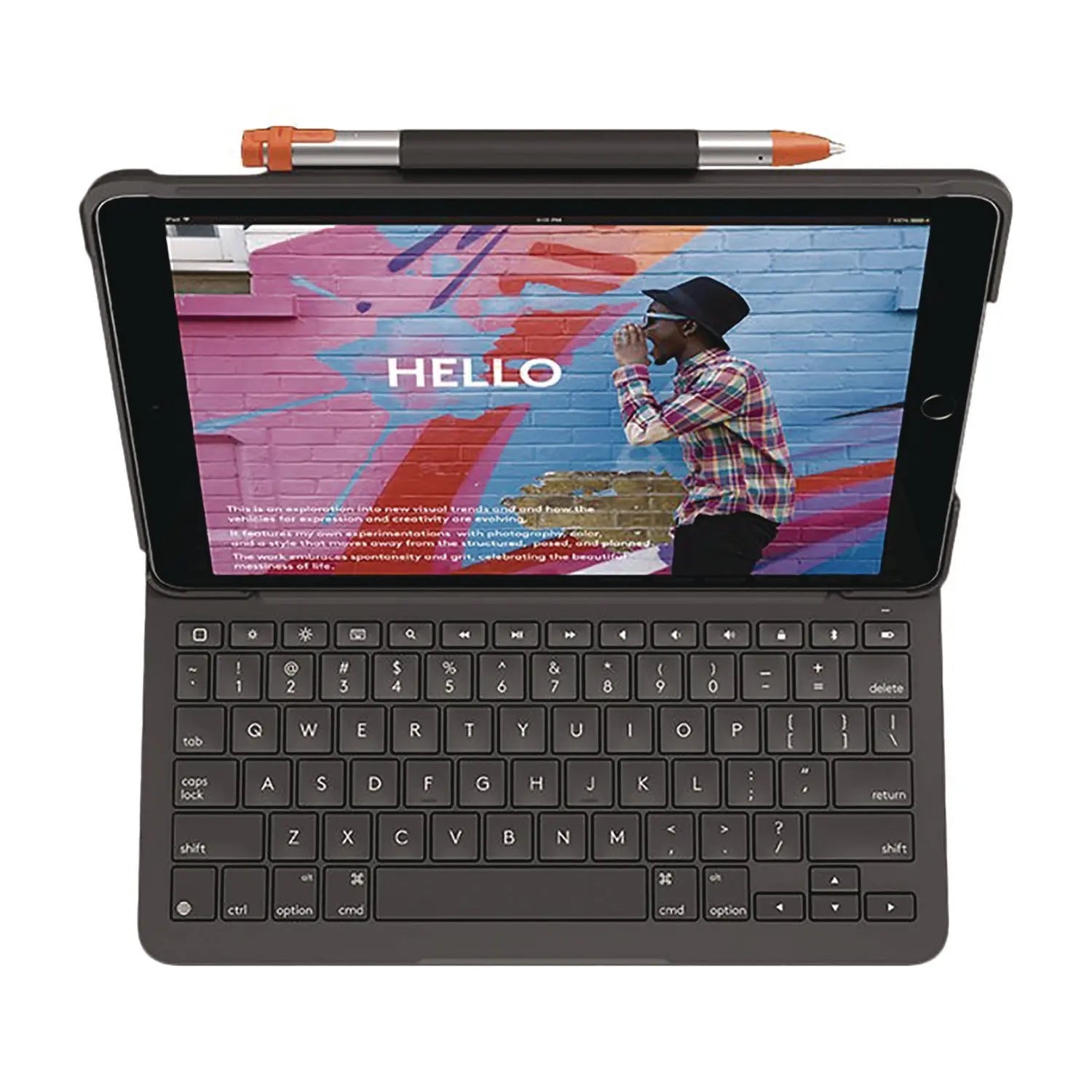 Logitech® Slim Folio Plastic Keyboard Case for iPad 7th, 8th Generation, Graphite