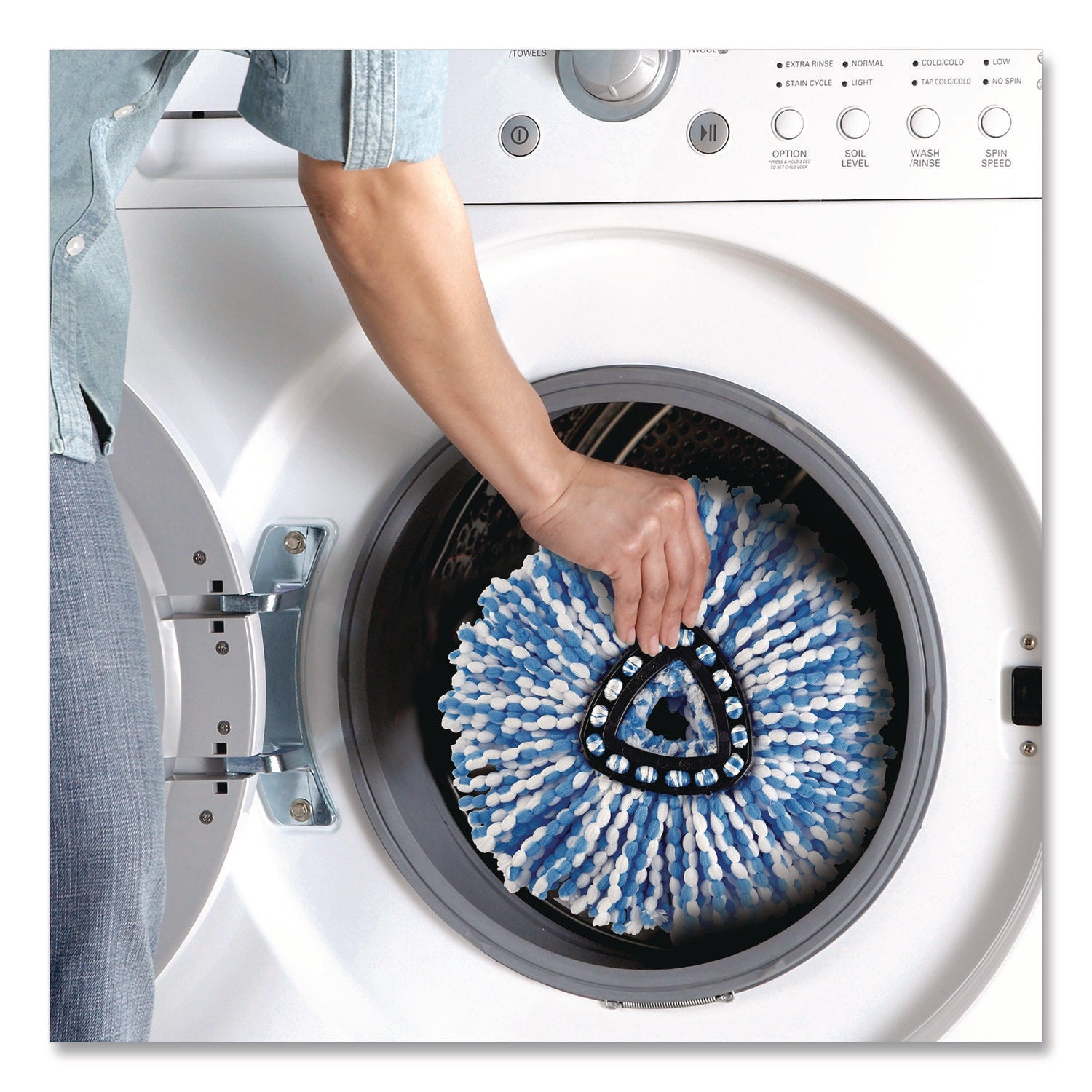 O-Cedar® Rinse Clean Refill, Microfiber, Custom Size for Rinse Clean Mop System, Blue/White, 2/Pack, 6 Packs/Carton
