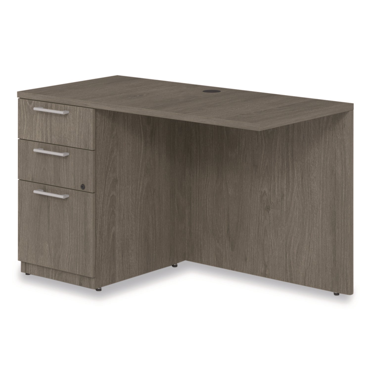 Alera® Seville Desk Return with Pedestal, Left, 48" x 24" x 29", Walnut