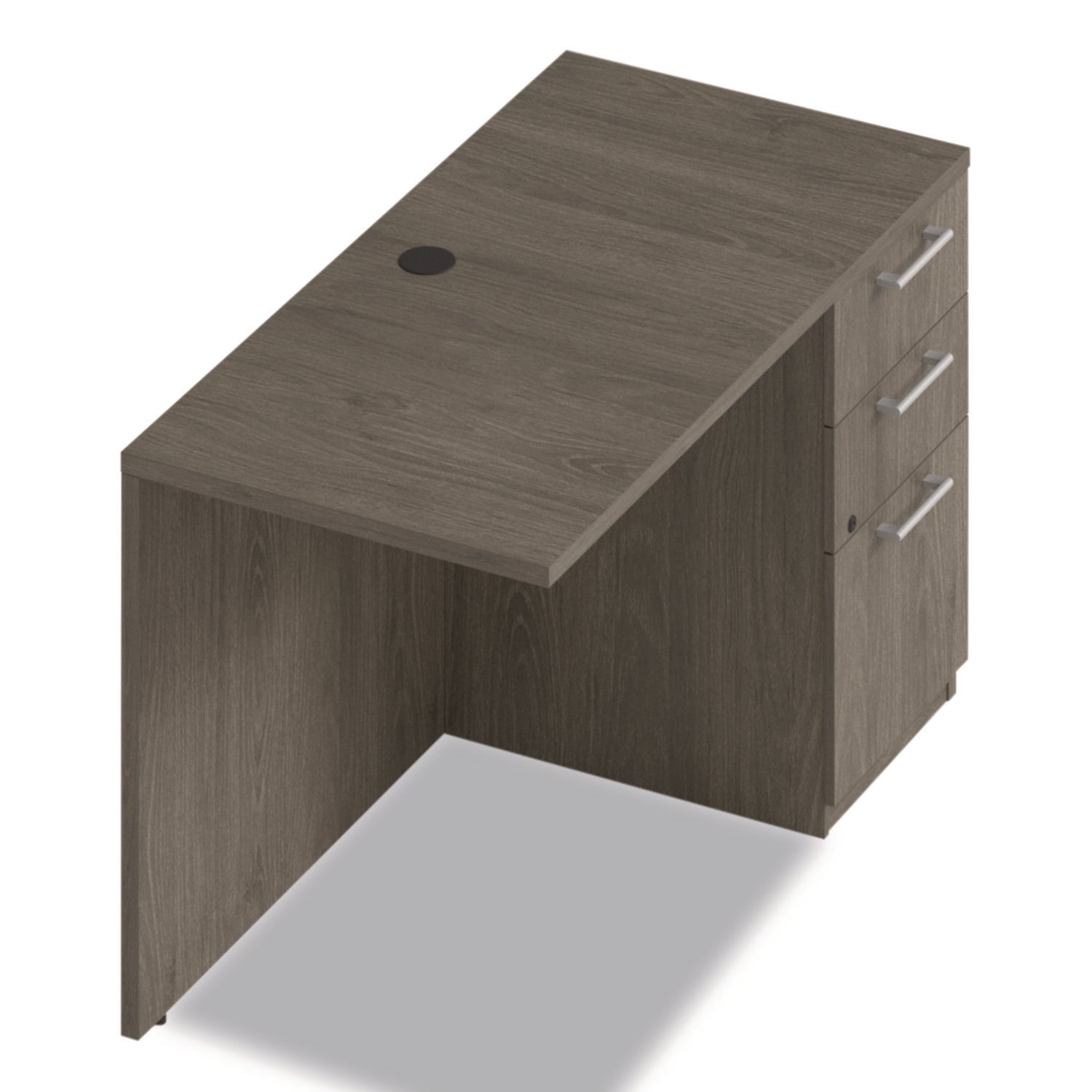 Alera® Seville Desk Return with Pedestal, Right, 48" x 24" x 29", Walnut