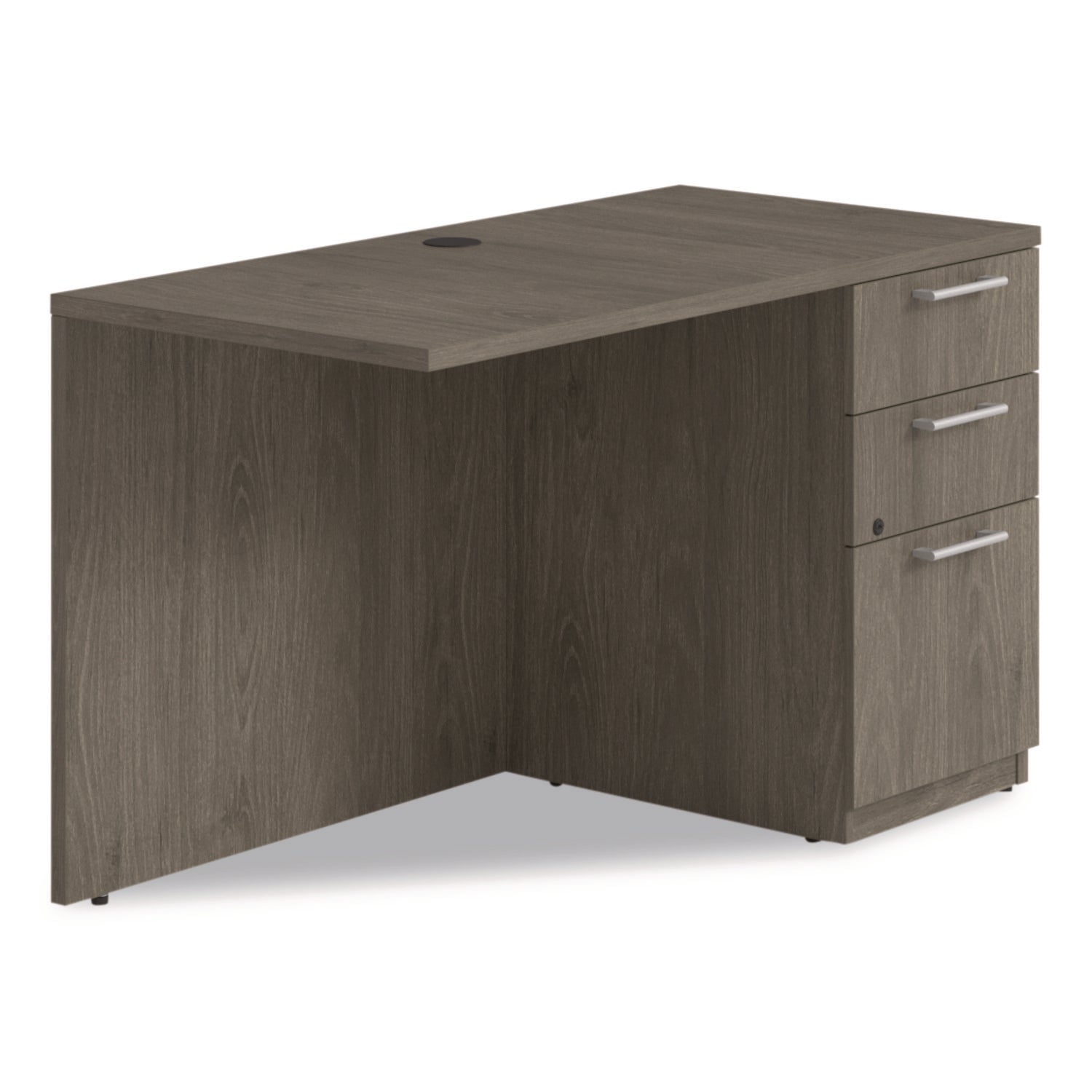 Alera® Seville Desk Return with Pedestal, Right, 48" x 24" x 29", Walnut