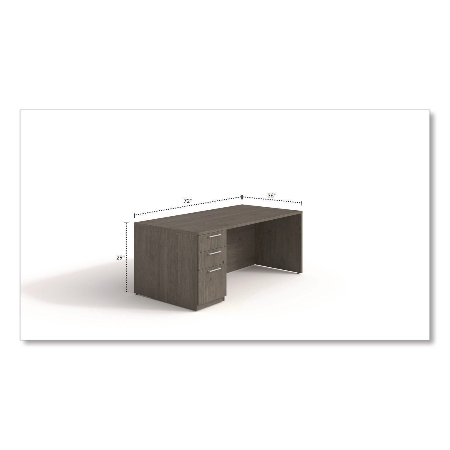 Alera® Alera Seville Series Single Pedestal Desk, Left Pedestal, 72" x 36" x 29", Walnut