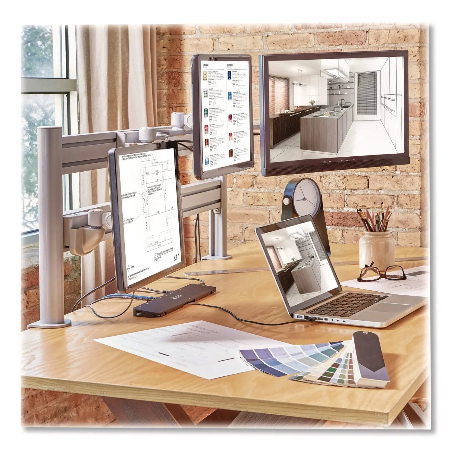 Tripp Lite by Eaton Slat Rail with Posts for Slat Wall System for 32" TVs, 8.1w x 5.7d x 5.51h, Silver, Supports 33 lb