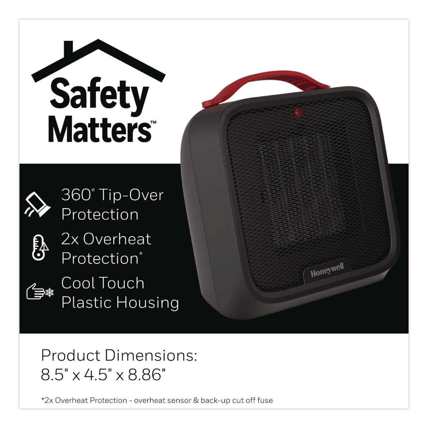 Honeywell UberHeat 5 Ceramic Heater, 4.5 x 4.5 x 8.86, Black