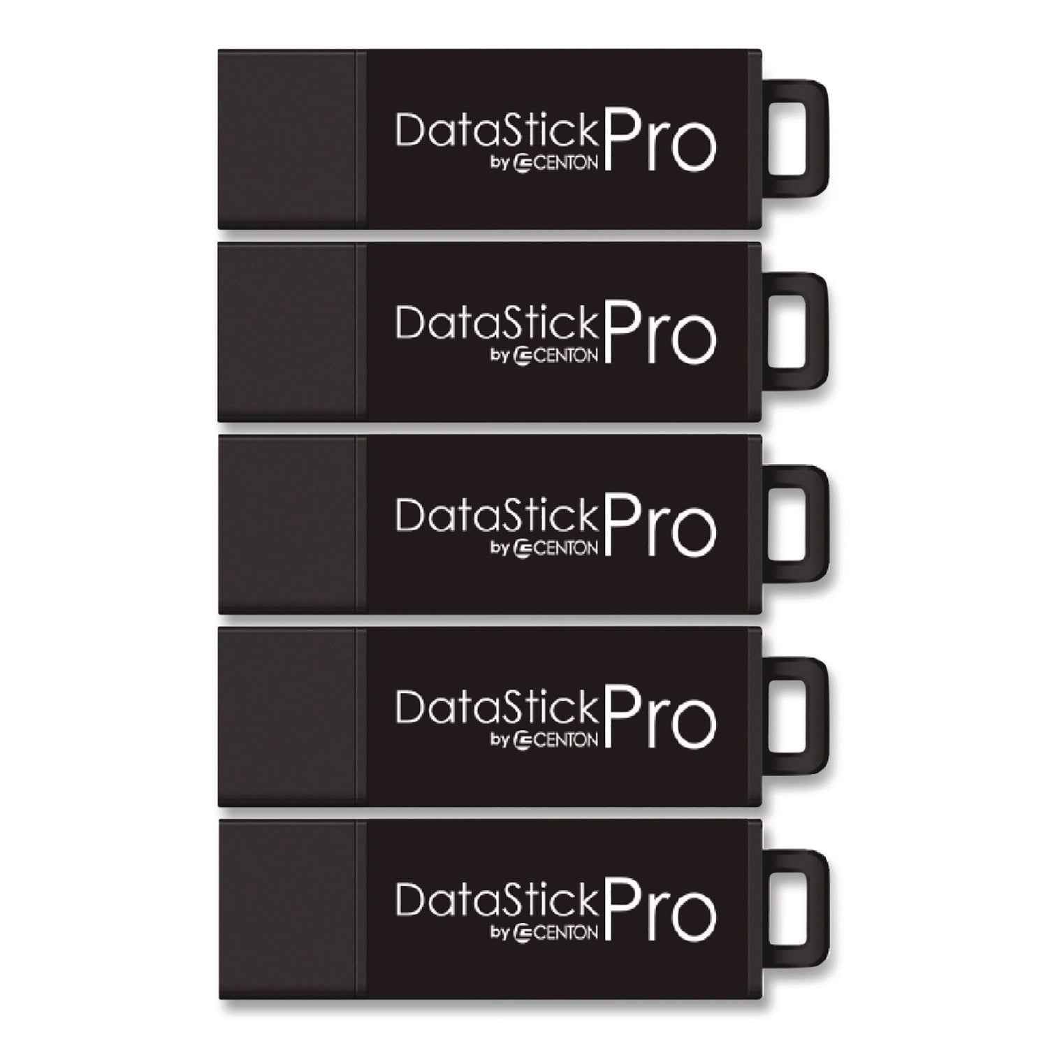 Centon DataStick Pro USB 3.0 Type A Flash Drive, 128 GB, Black, 5/Pack