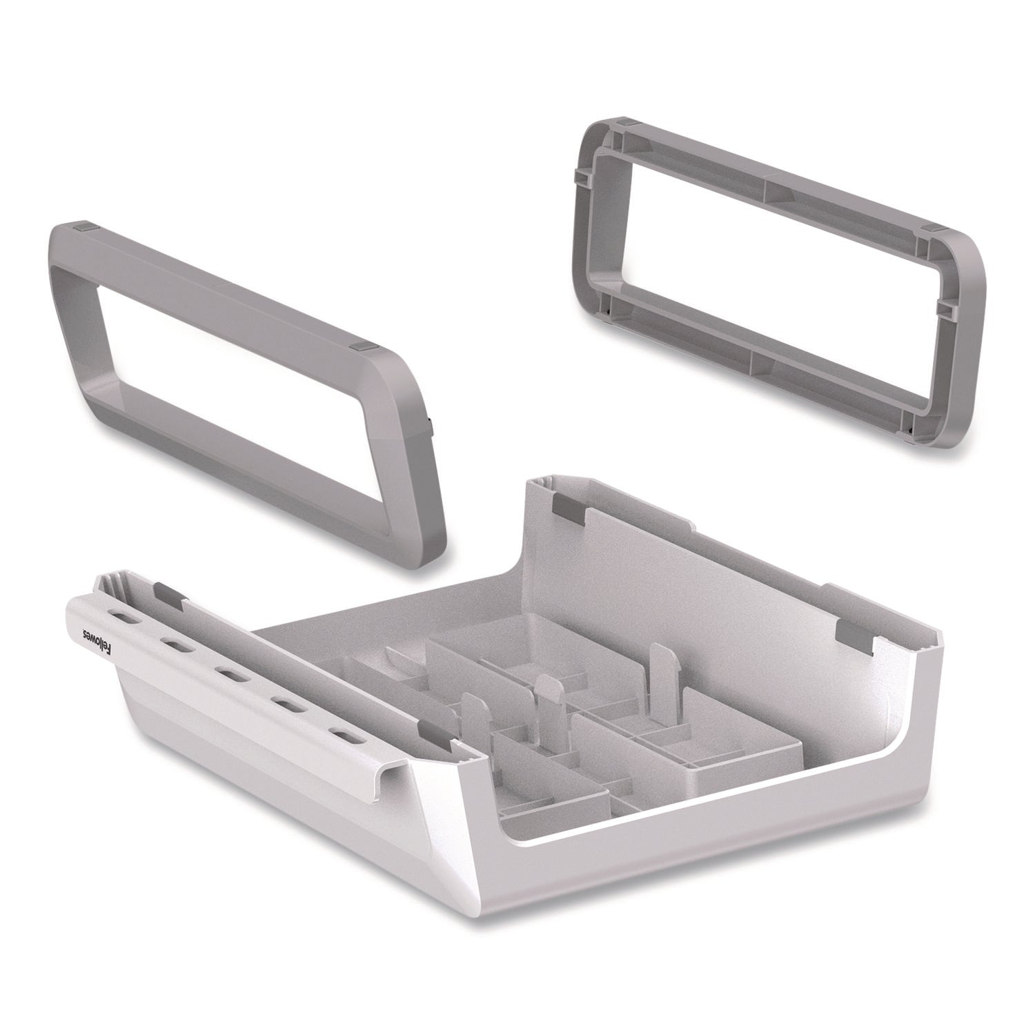 Fellowes® Breyta Monitor Stand, 13.94" x 11.97" x 3.23" to 5.9", White, Supports 33 lb