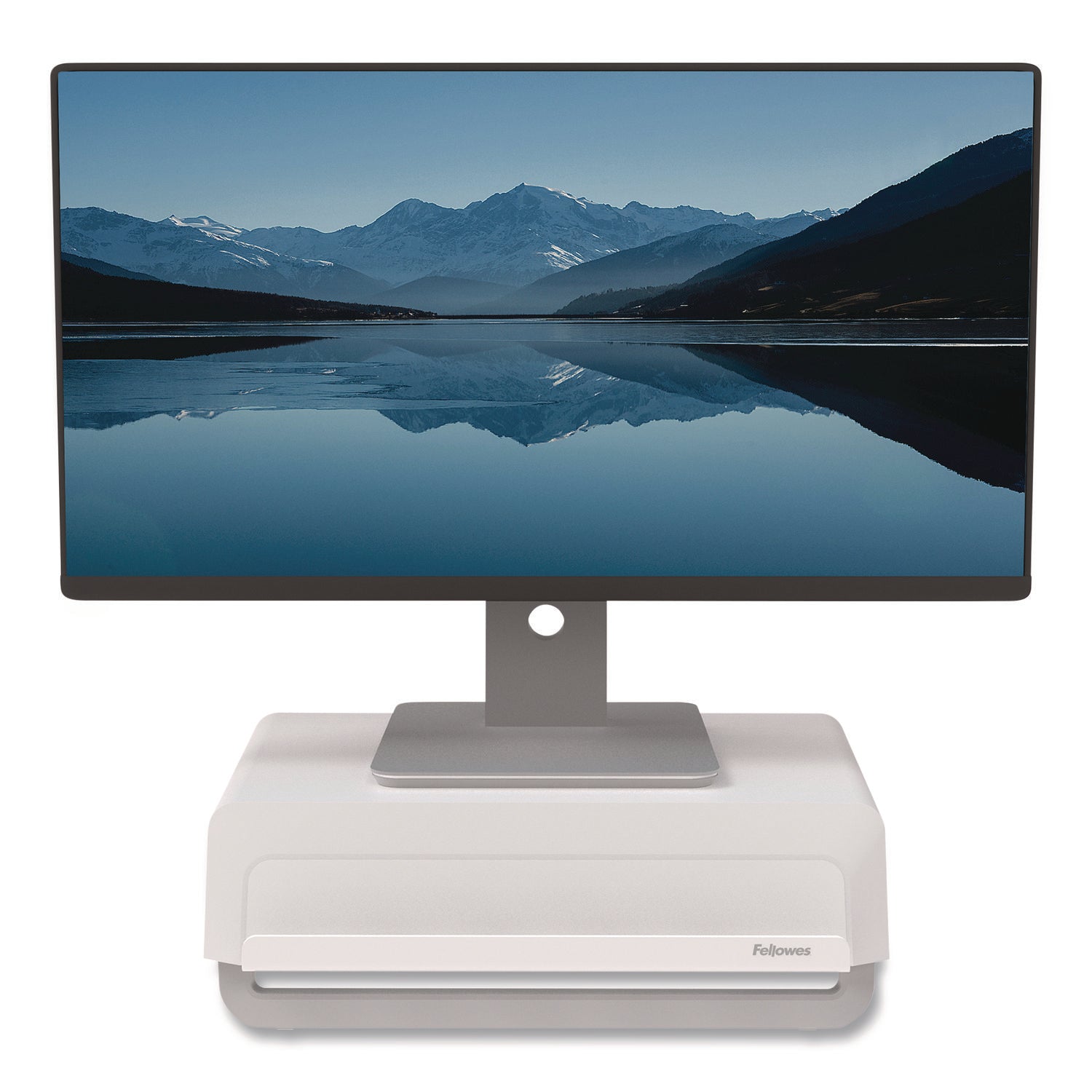 Fellowes® Breyta Monitor Stand, 13.94" x 11.97" x 3.23" to 5.9", White, Supports 33 lb