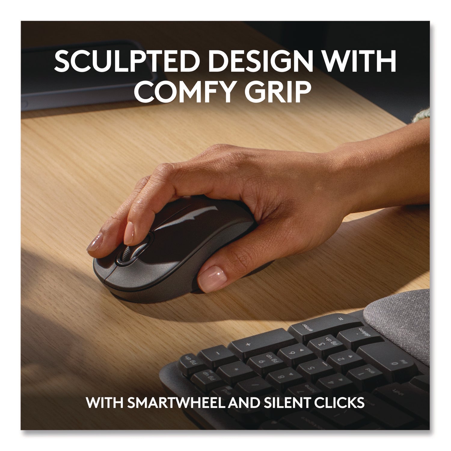 Logitech® Wave MK670 Wireless Ergonomic Keyboard and Signature M550L Mouse Combo, 2.4 GHz, Frequency/33 ft Wireless Range, Graphite