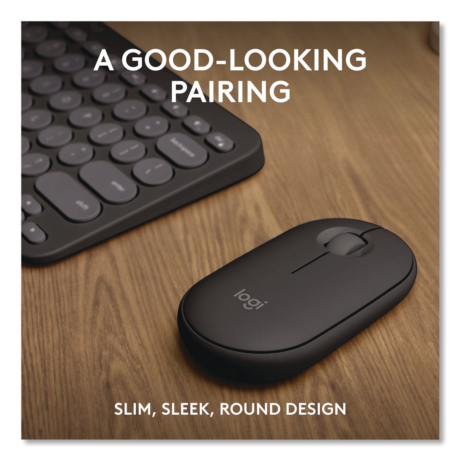 Logitech® Pebble 2 Wireless Keyboard and Optical Mouse Combo, 2.4 GHz Frequency/32.8" Wireless Range, Tonal Graphite