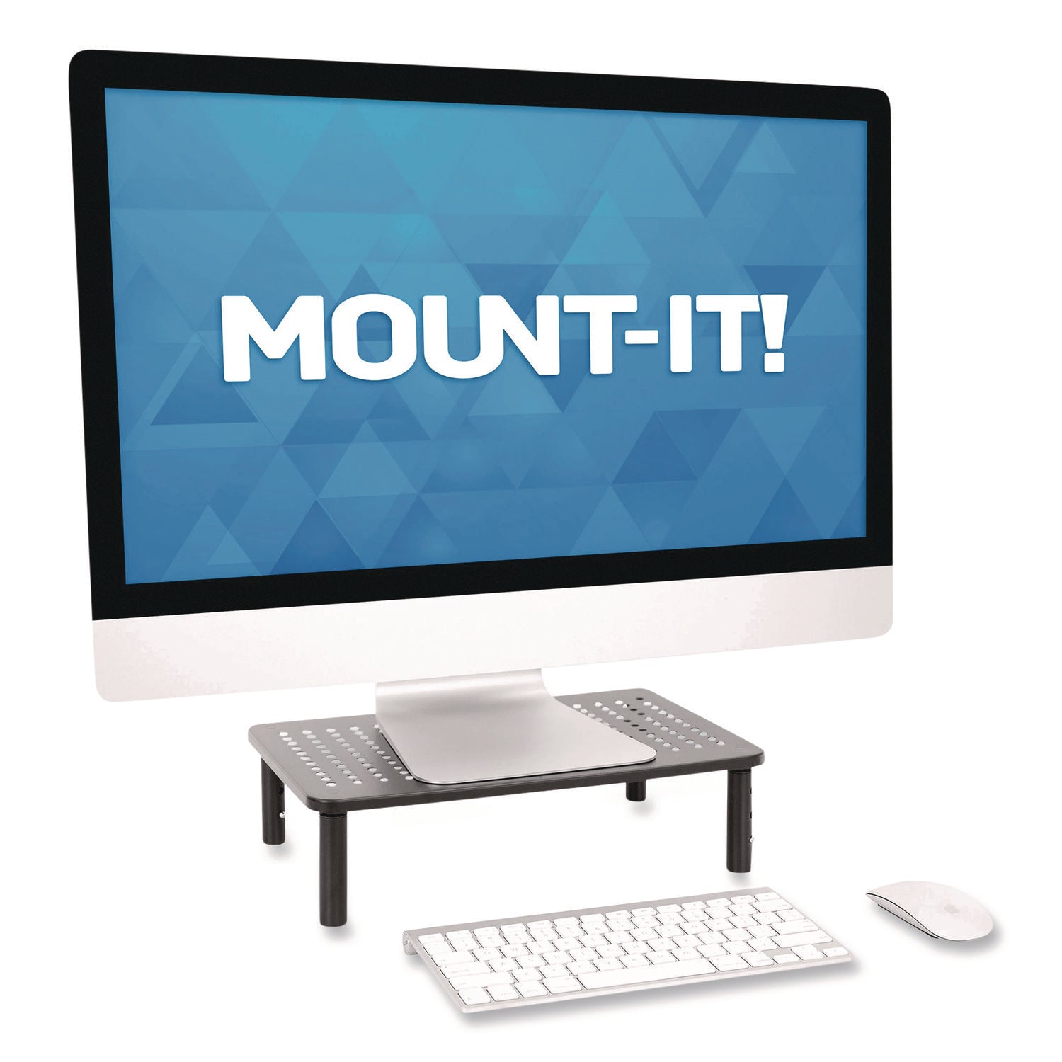 MOUNT-IT! Adjustable Desktop Monitor Riser, For Up to 32" Monitors, 14.57" x 9.25" x 5.51", Black, Supports 44 lb
