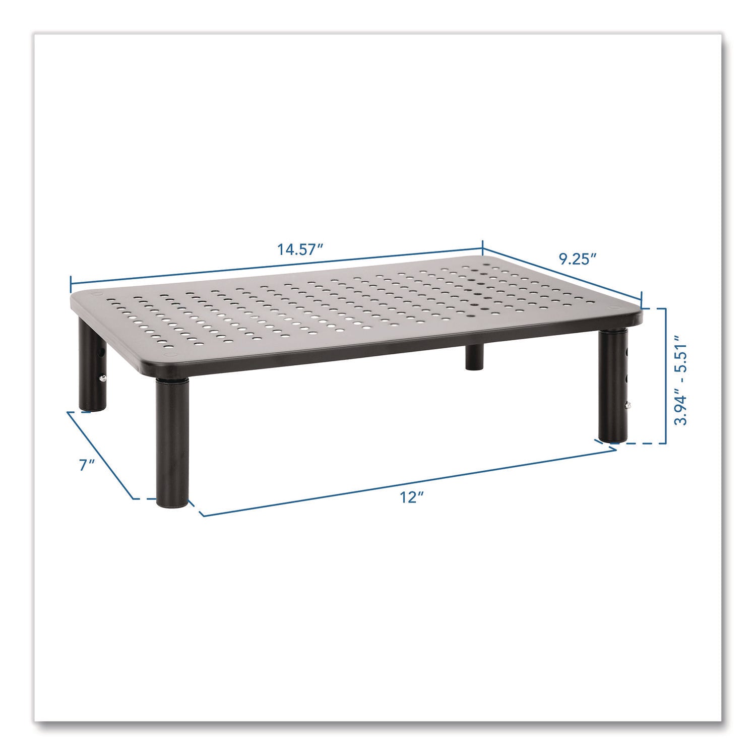 MOUNT-IT! Adjustable Desktop Monitor Riser, For Up to 32" Monitors, 14.57" x 9.25" x 5.51", Black, Supports 44 lb - Bloom Skins