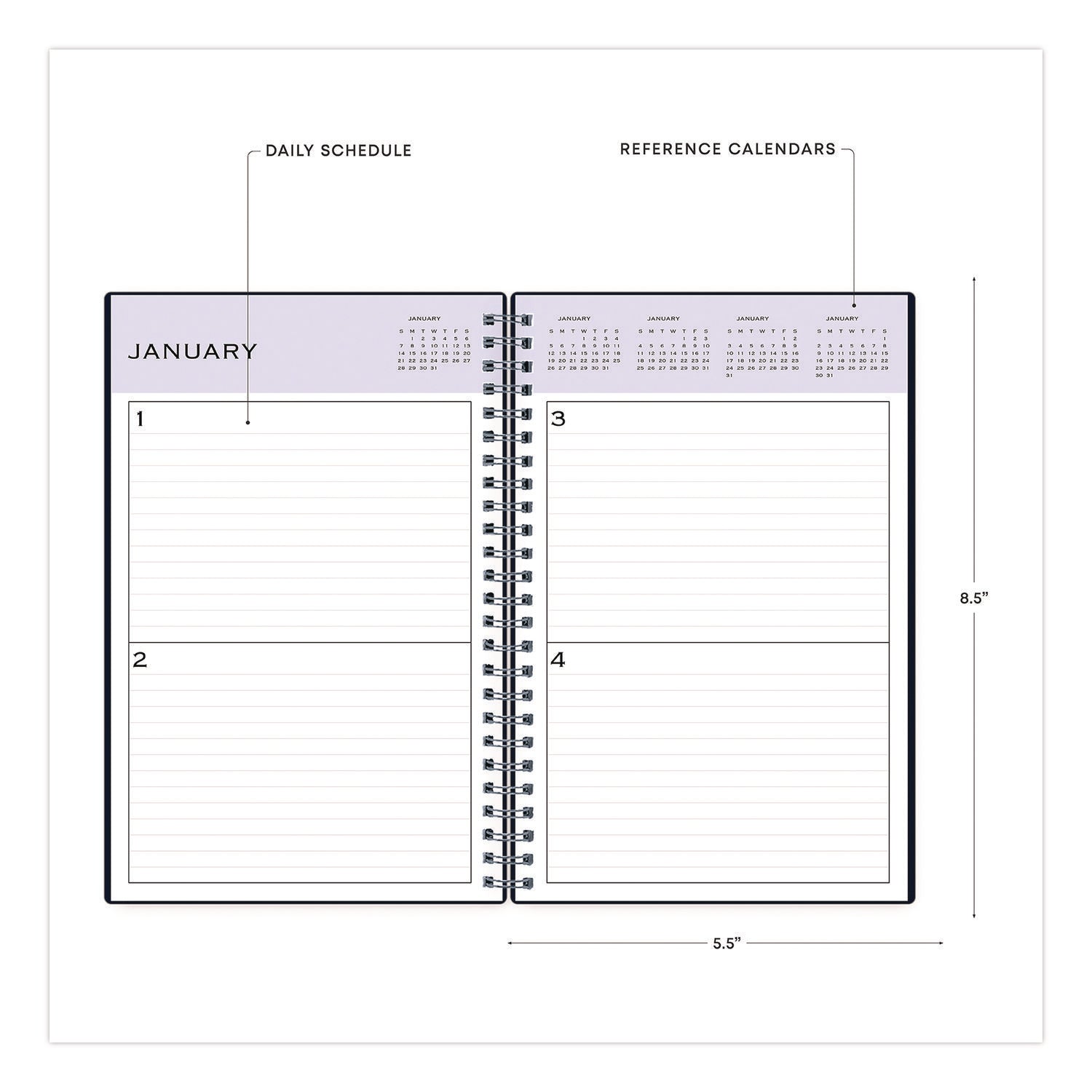 Blue Sky® Perpetual Daily Planner, 8.5 x 5.5, Blue Cover, 52 Weeks: Undated - Bloom Skins