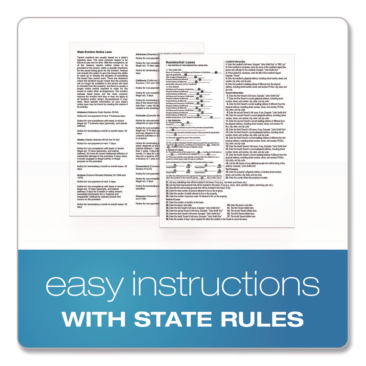 Adams® Residential Lease Form Sets with Instructions and Free Download, One-Part (No Copies), 8.5 x 11, 4 Forms/Set, 4 Sets/Pack