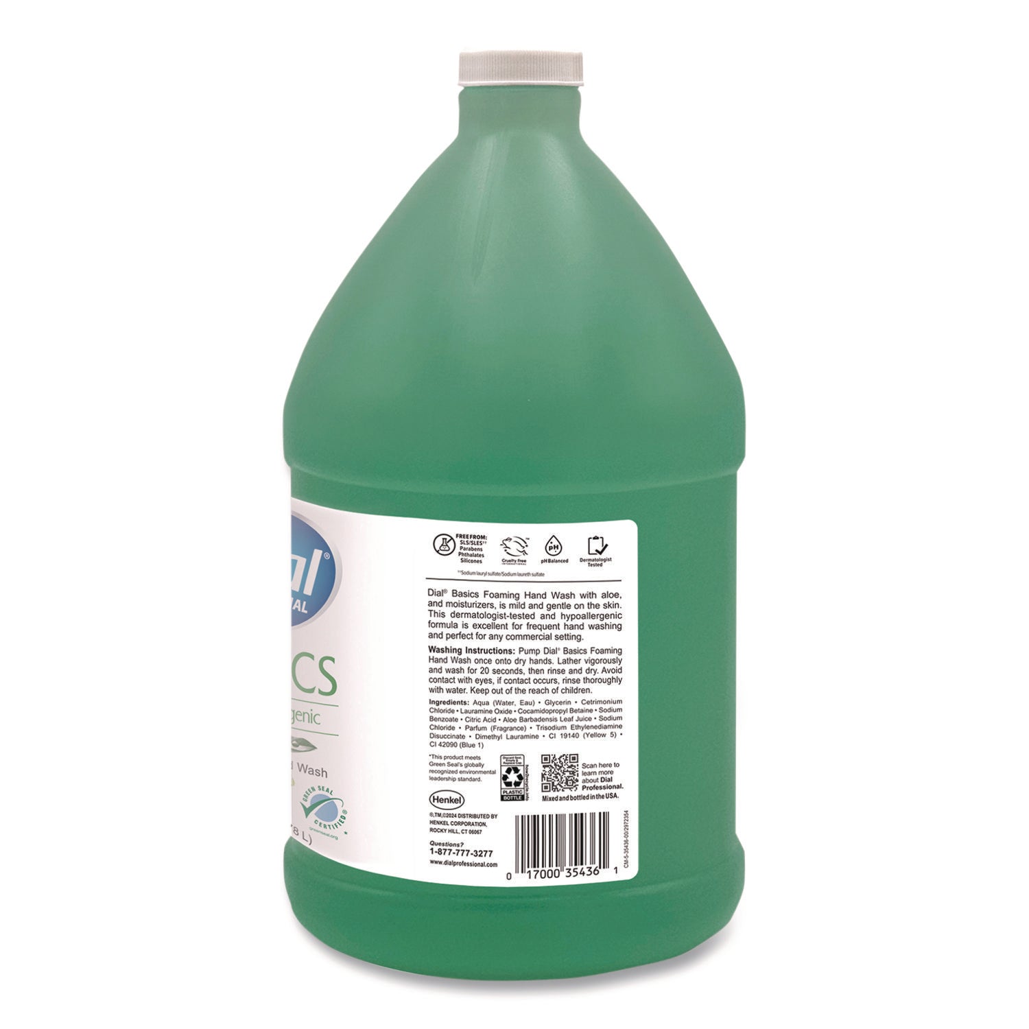Dial® Professional Basics Foaming Hand Wash, Unscented, 1 gal Refill Bottle