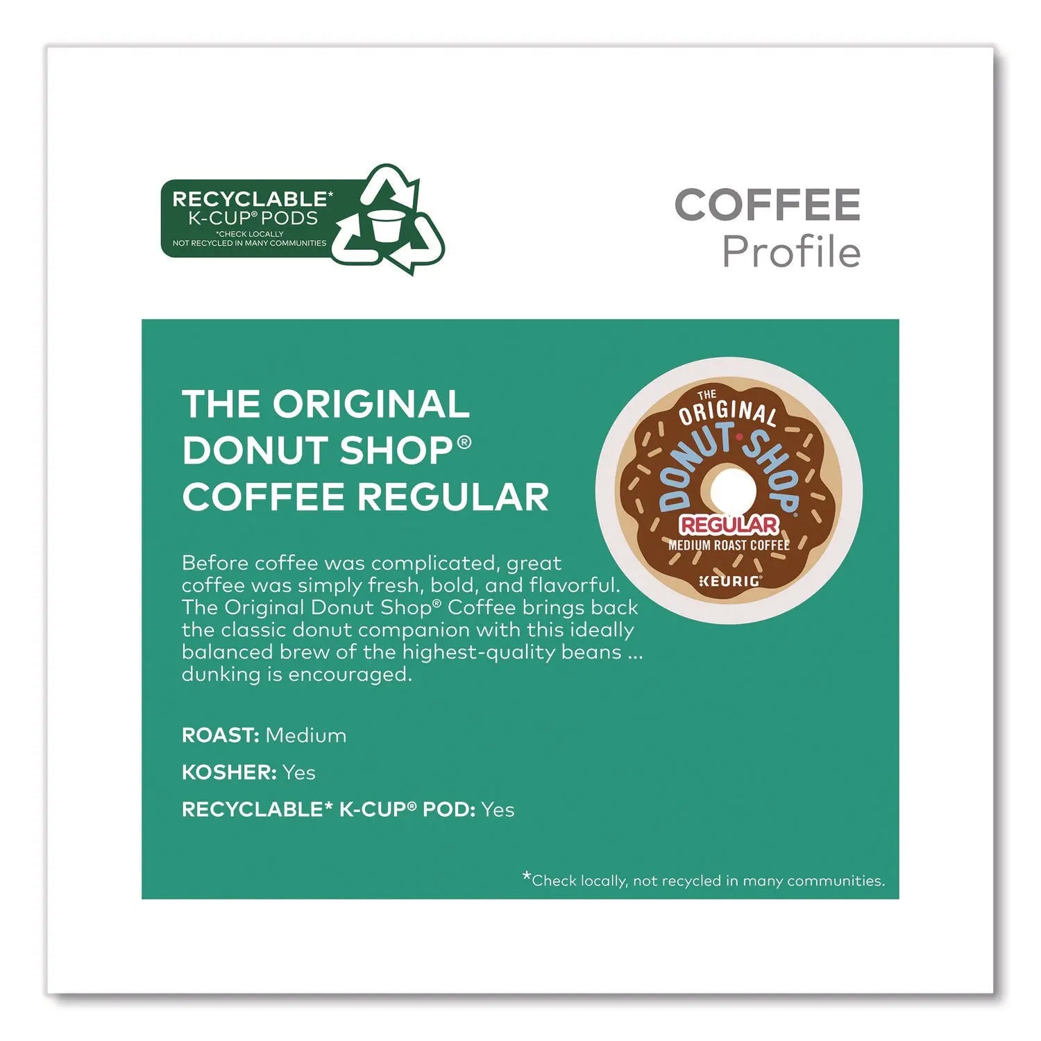 The Original Donut Shop® Donut Shop Coffee K-Cups, Regular, 0.39 oz, 48/Box