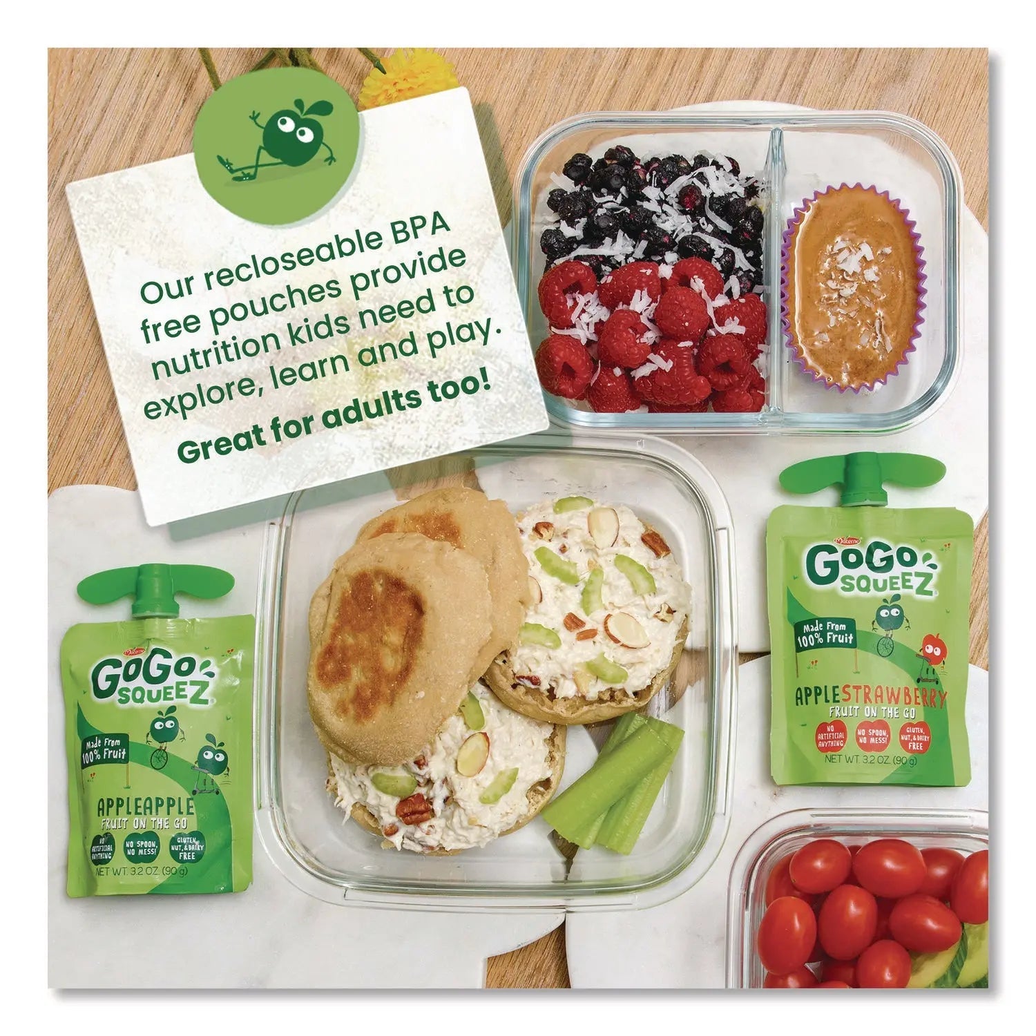 GoGo Squeez® Fruit on the Go, (10) Apple/(10) Apple Cinnamon, 3.2 oz Pouch, 20/Box