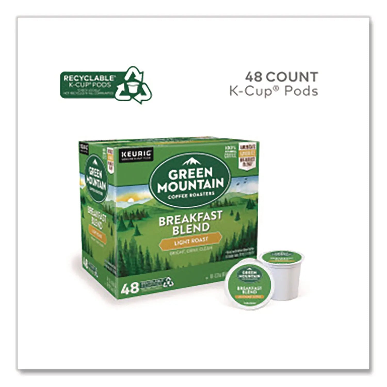 Green Mountain Coffee® Breakfast Blend Coffee K-Cups, 0.31 oz, 48/Box