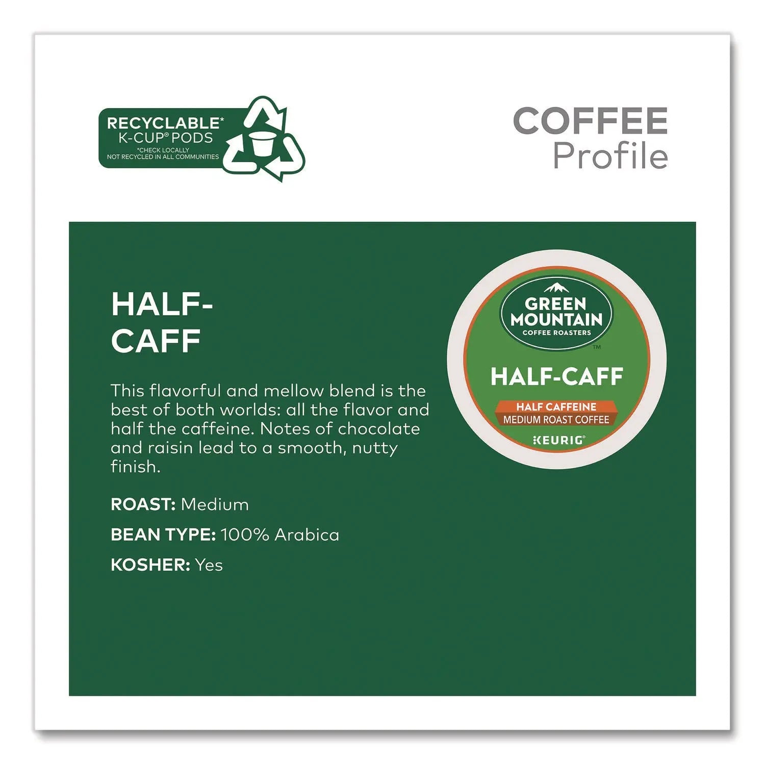 Green Mountain Coffee® Half-Caff Coffee K-Cups, 0.33 oz, 48/Box