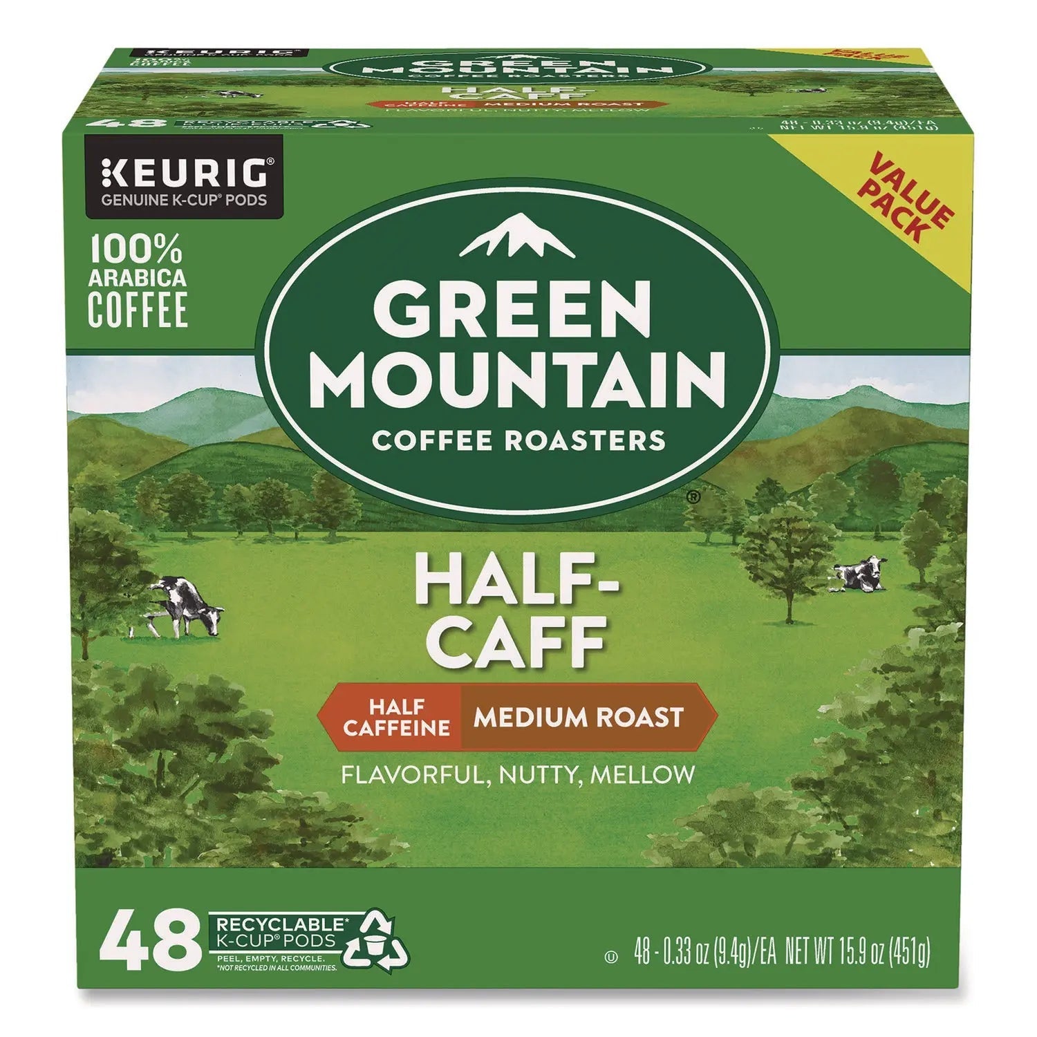 Green Mountain Coffee® Half-Caff Coffee K-Cups, 0.33 oz, 48/Box