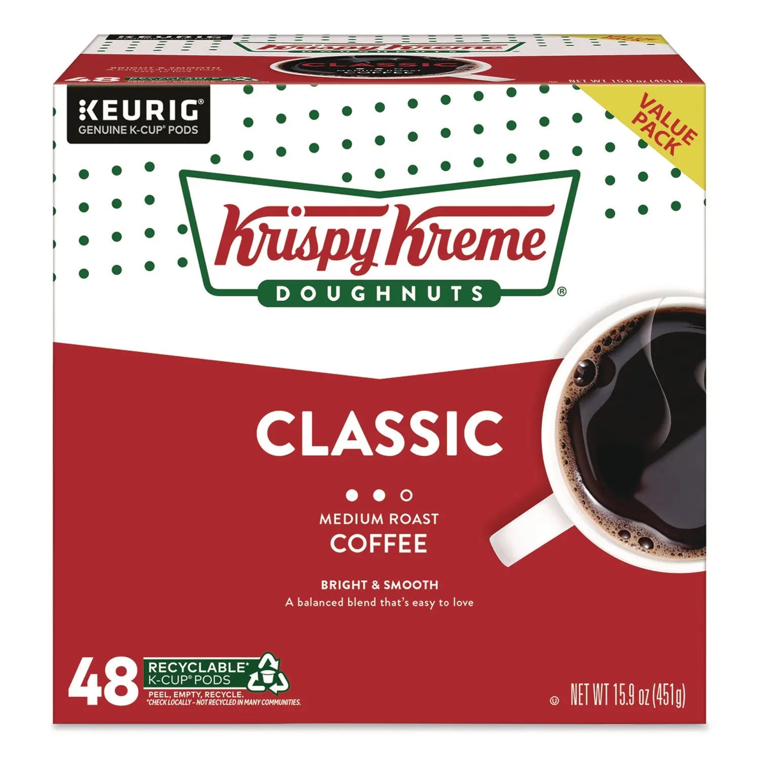 Krispy Kreme Doughnuts® Classic Coffee K-Cups, Medium Roast, 0.33 oz, 48/Box