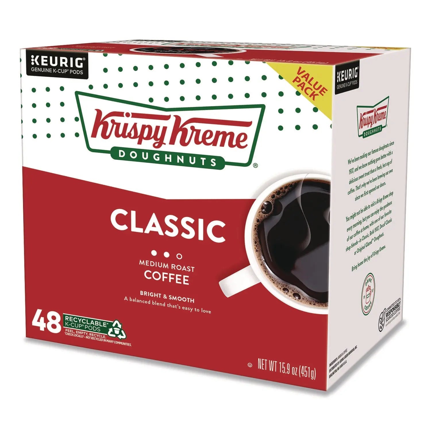 Krispy Kreme Doughnuts® Classic Coffee K-Cups, Medium Roast, 0.33 oz, 48/Box