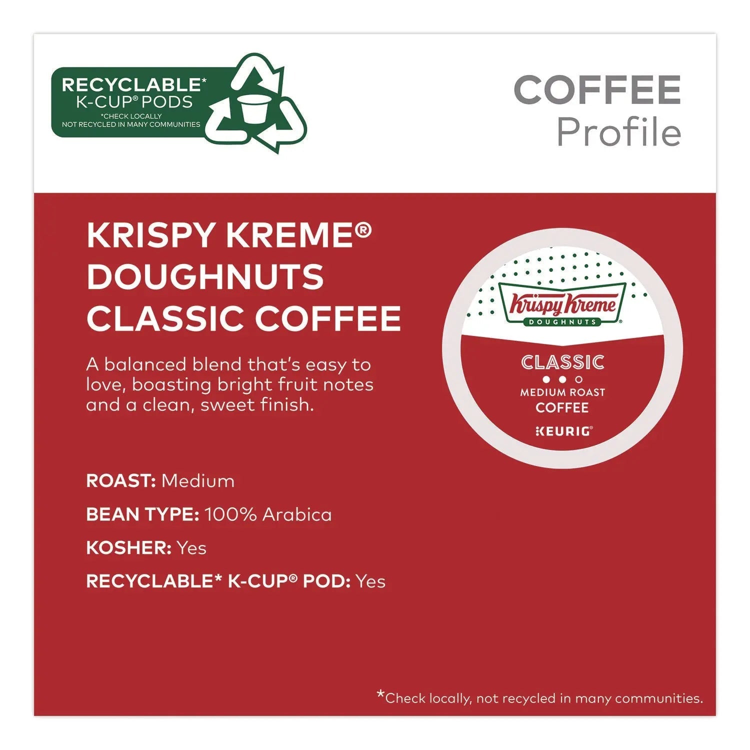 Krispy Kreme Doughnuts® Classic Coffee K-Cups, Medium Roast, 0.33 oz, 48/Box