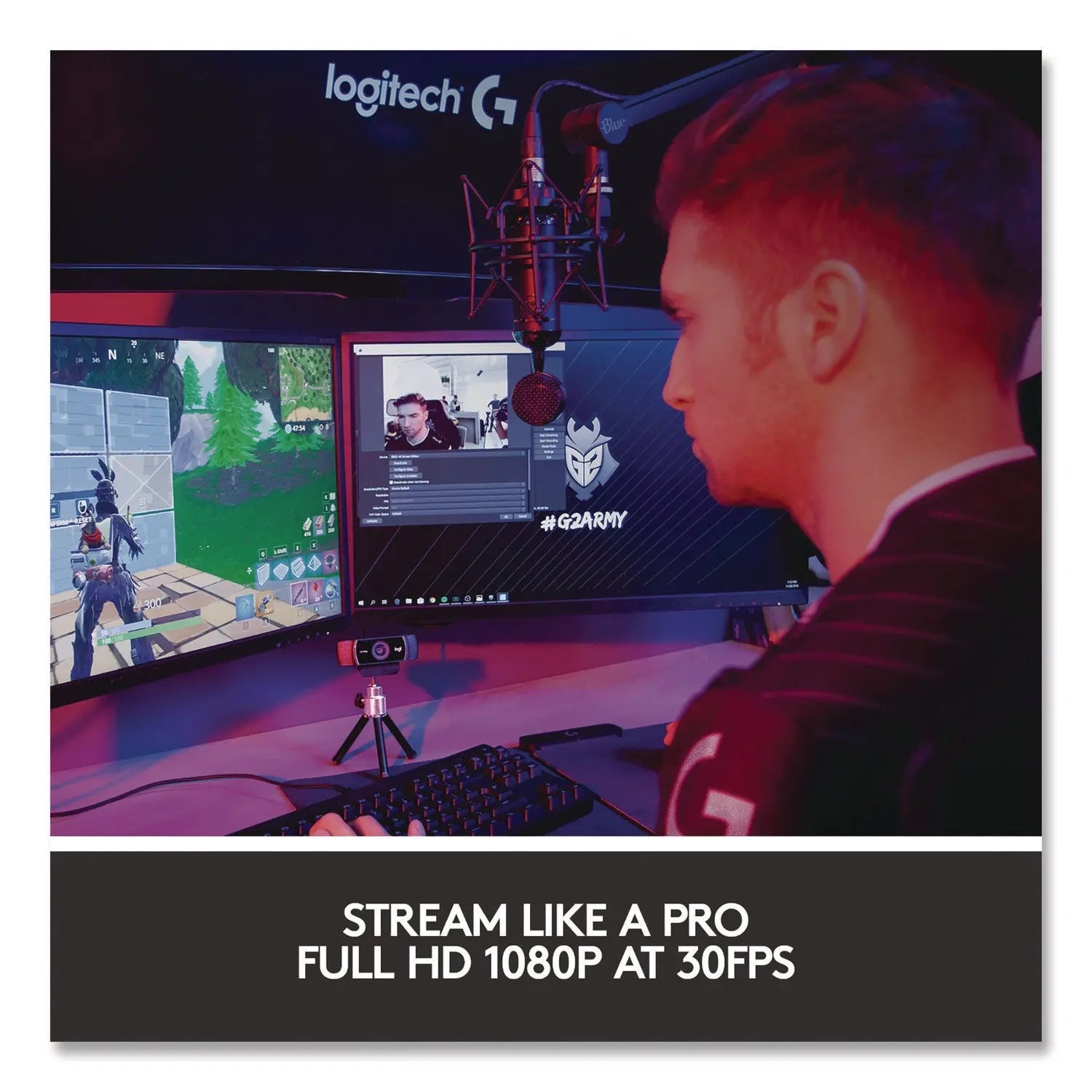 Logitech® C922 Pro Stream Webcam, 1920 pixels x 1080 pixels, 3 Mpixels, Black