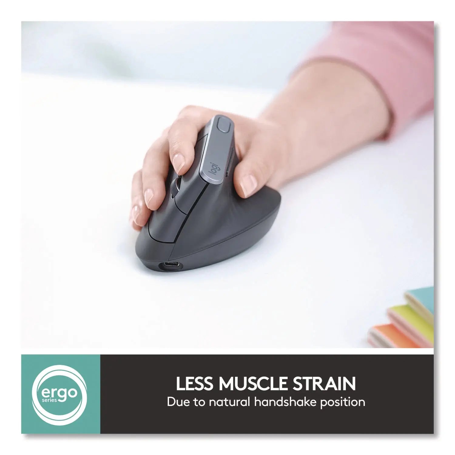 Logitech® MX Vertical Advanced Ergonomic Mouse, 2.4 GHz Frequency/33 ft Wireless Range, Left/Right Hand Use, Graphite