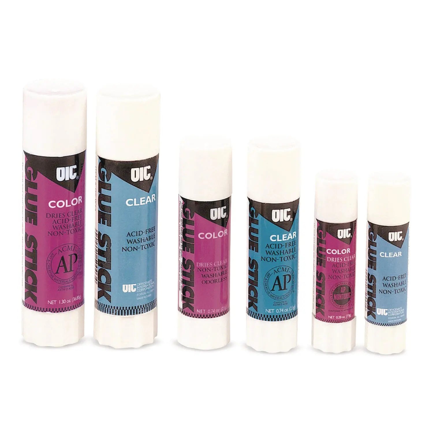 Officemate Glue Stick,1.3 oz, Applies Purple, Dries Clear