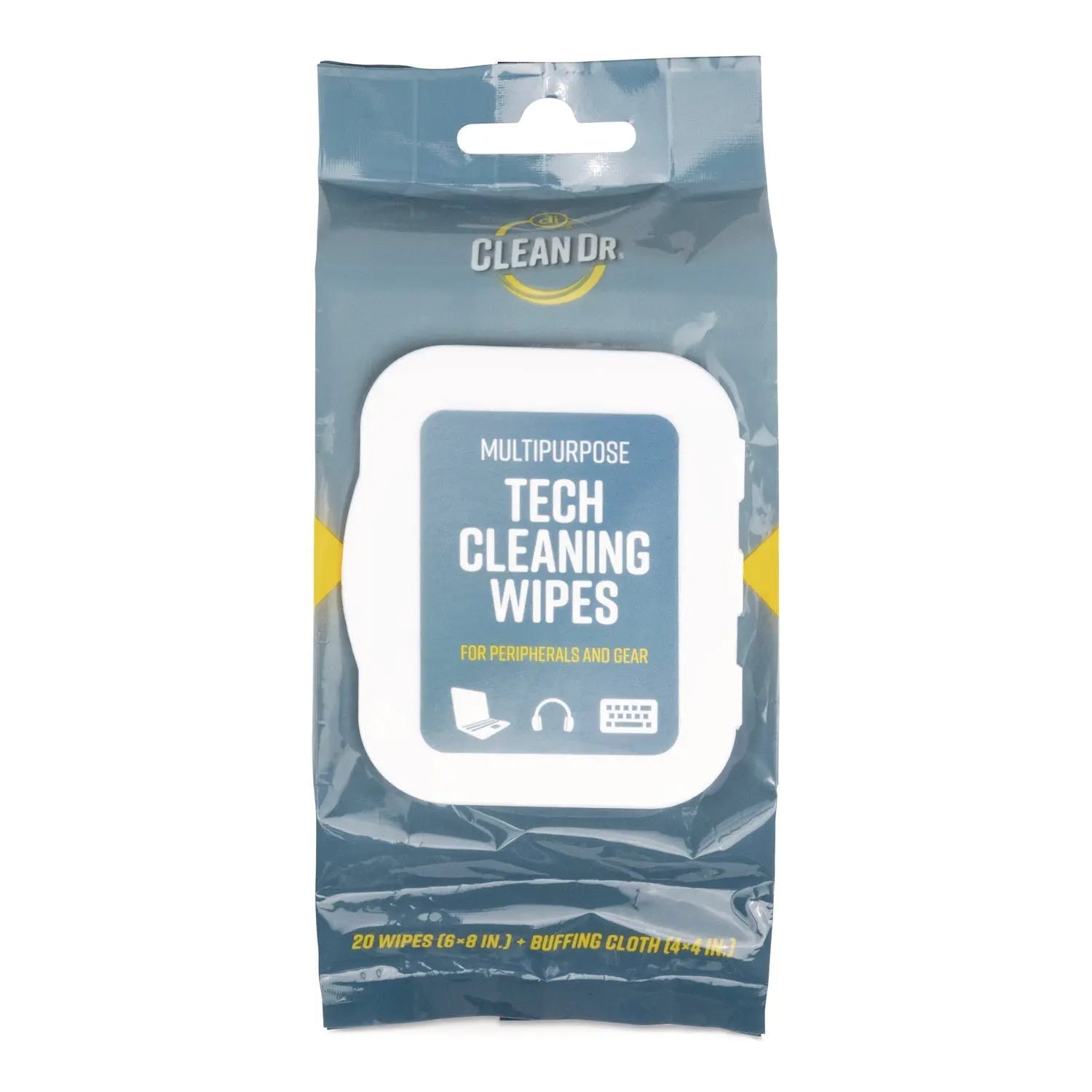 Digital Innovations ScreenDr Device and Screen Cleaning Wipes, 10-Ply, 6.88" x 3.9", Unscented, White/Gray, 20/Pack