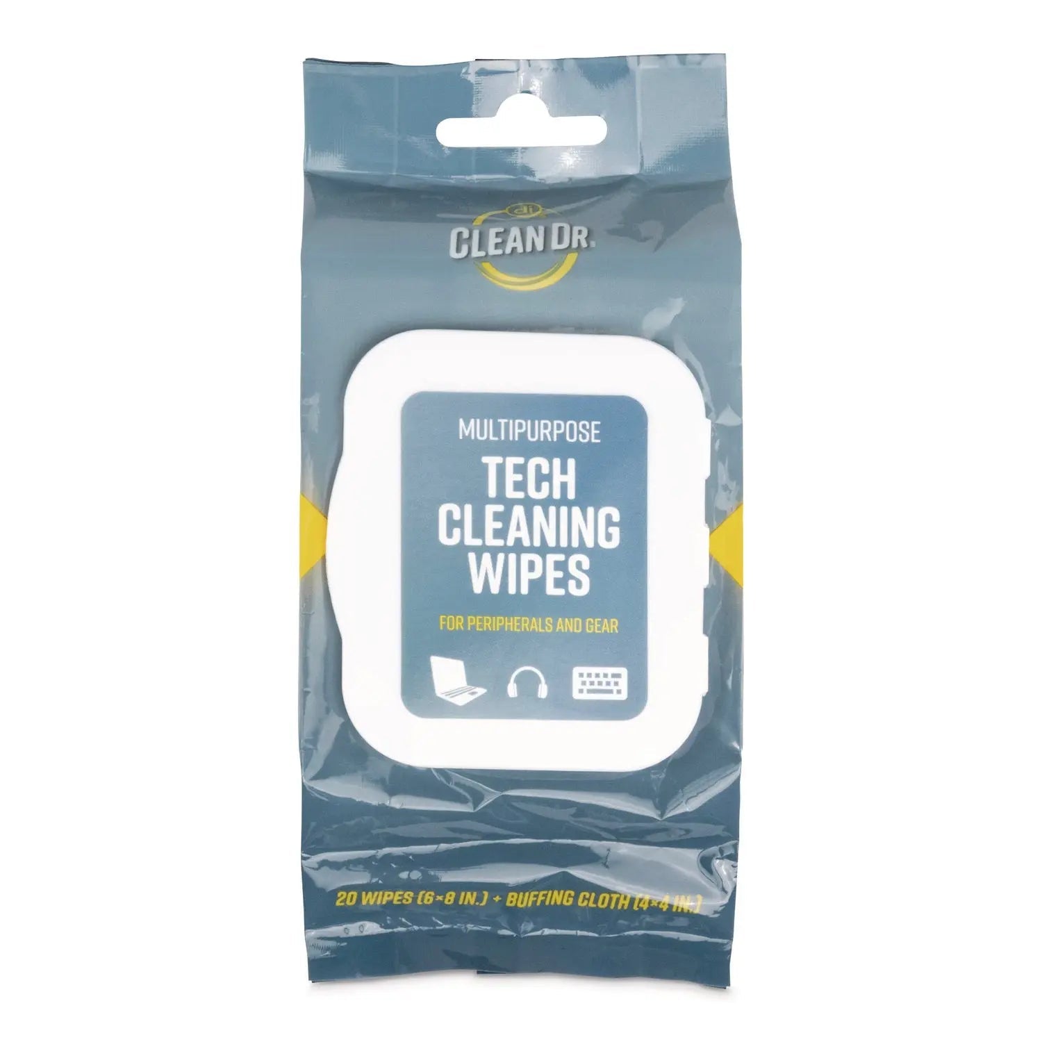 Digital Innovations ScreenDr Device and Screen Cleaning Wipes, 10-Ply, 6.88" x 3.9", Unscented, White/Gray, 20/Pack
