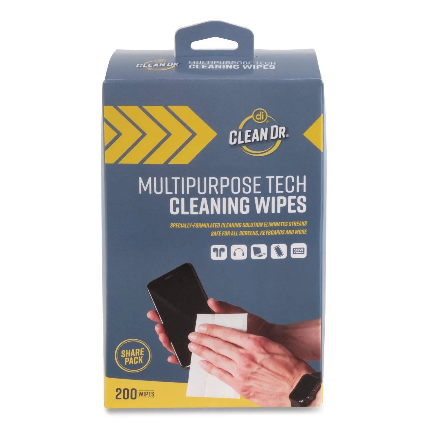 Digital Innovations ScreenDr Multipurpose Tech Cleaning Wipes, 10-Ply, 7 x 4, Unscented, White, 200/Pack