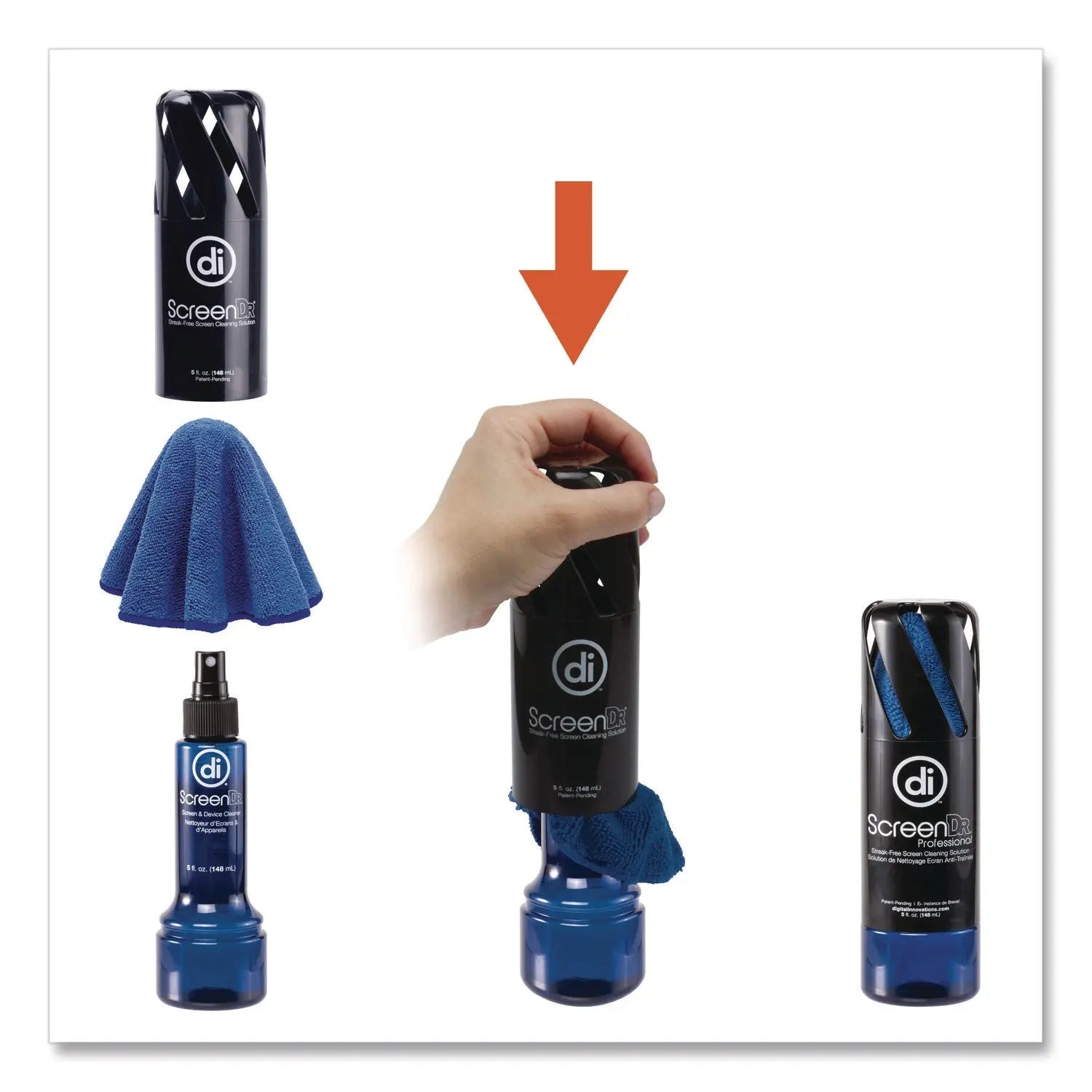 Digital Innovations Screen Dr Professional Screen Cleaning Kit, 5 oz Spray Bottle with Microfiber Cloth