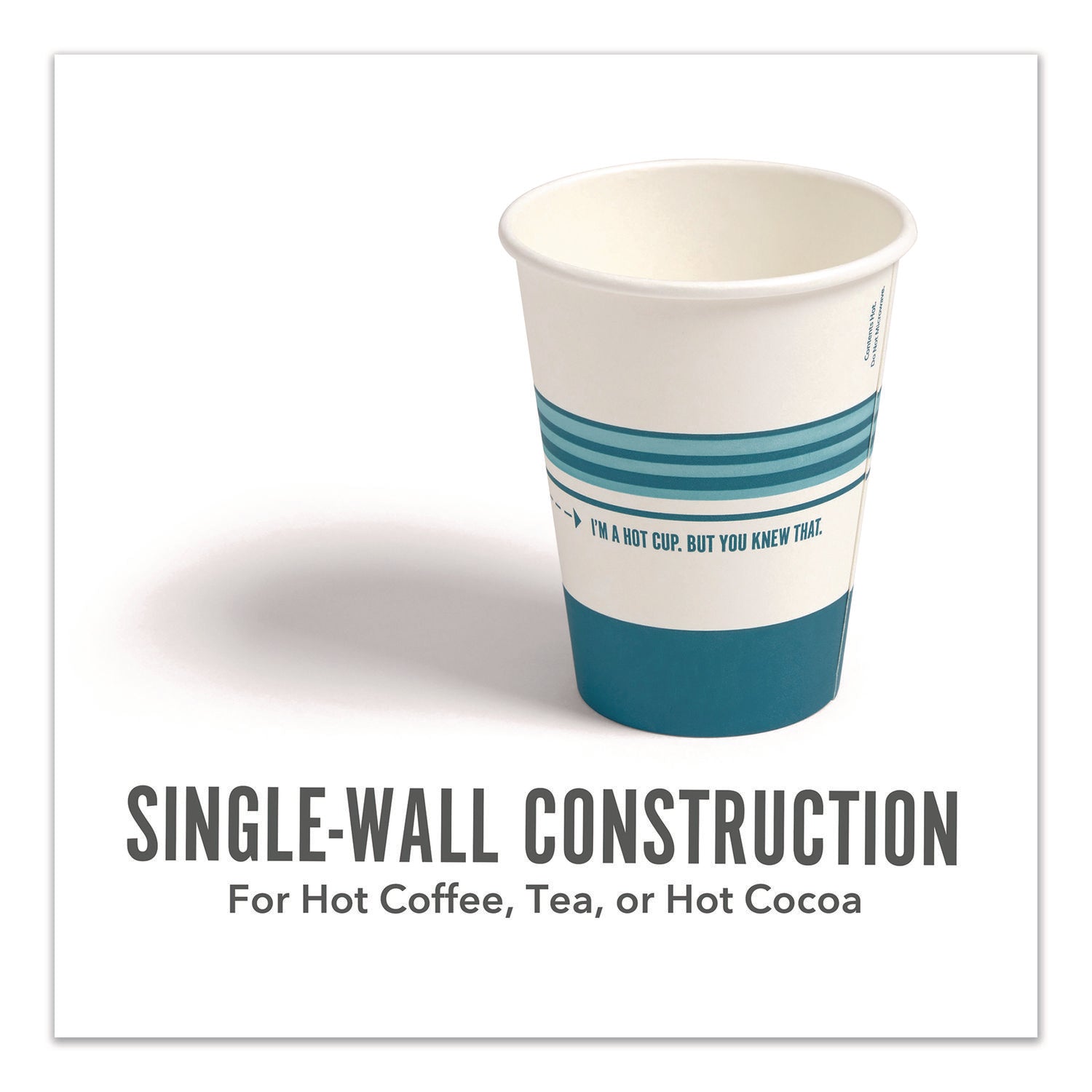 Perk™ Paper Hot Cups, 12 oz, White/Blue, 500/Carton