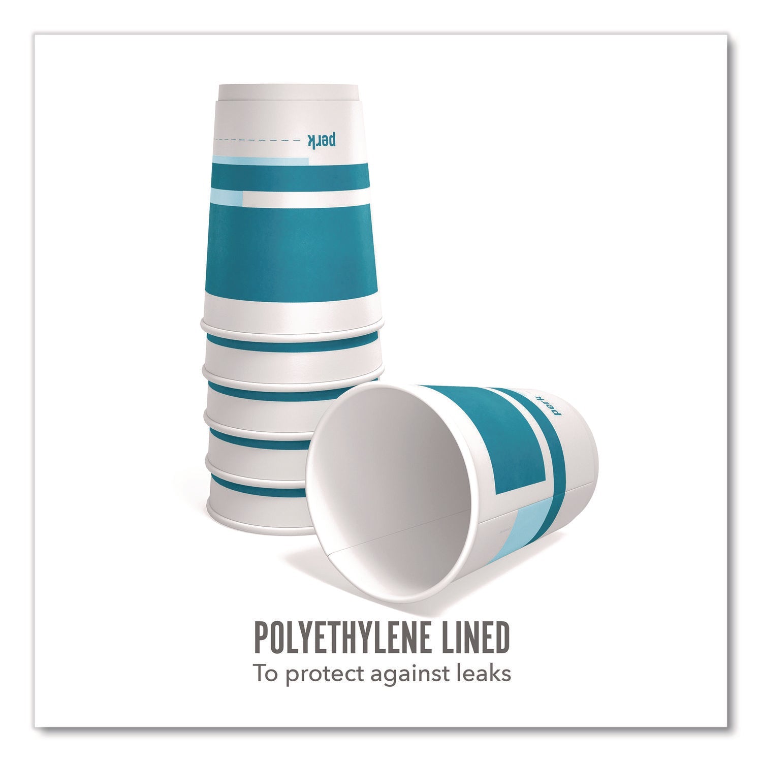 Perk™ Insulated Paper Hot Cups, 12 oz, White/Blue, 480/Carton